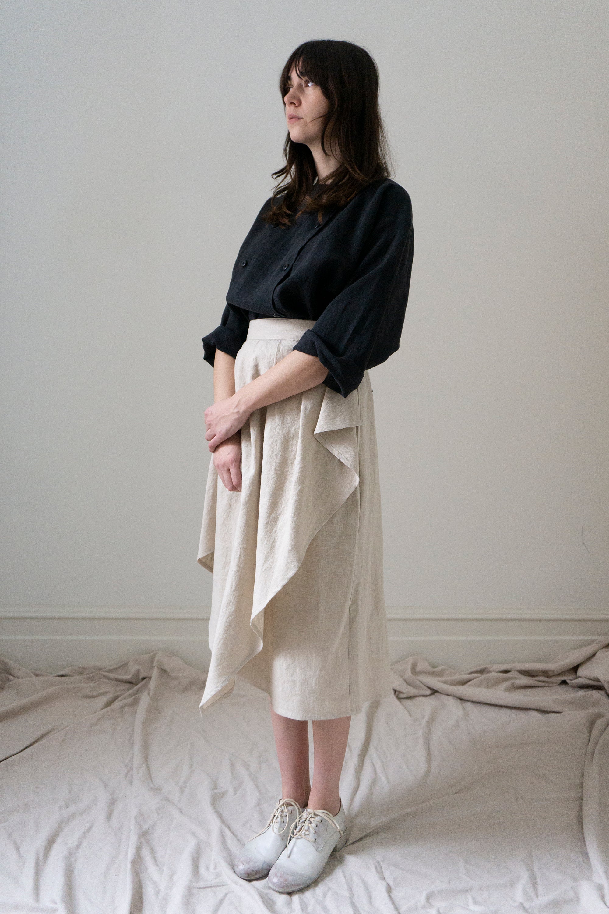 Fenna Linen Skirt- Chalk