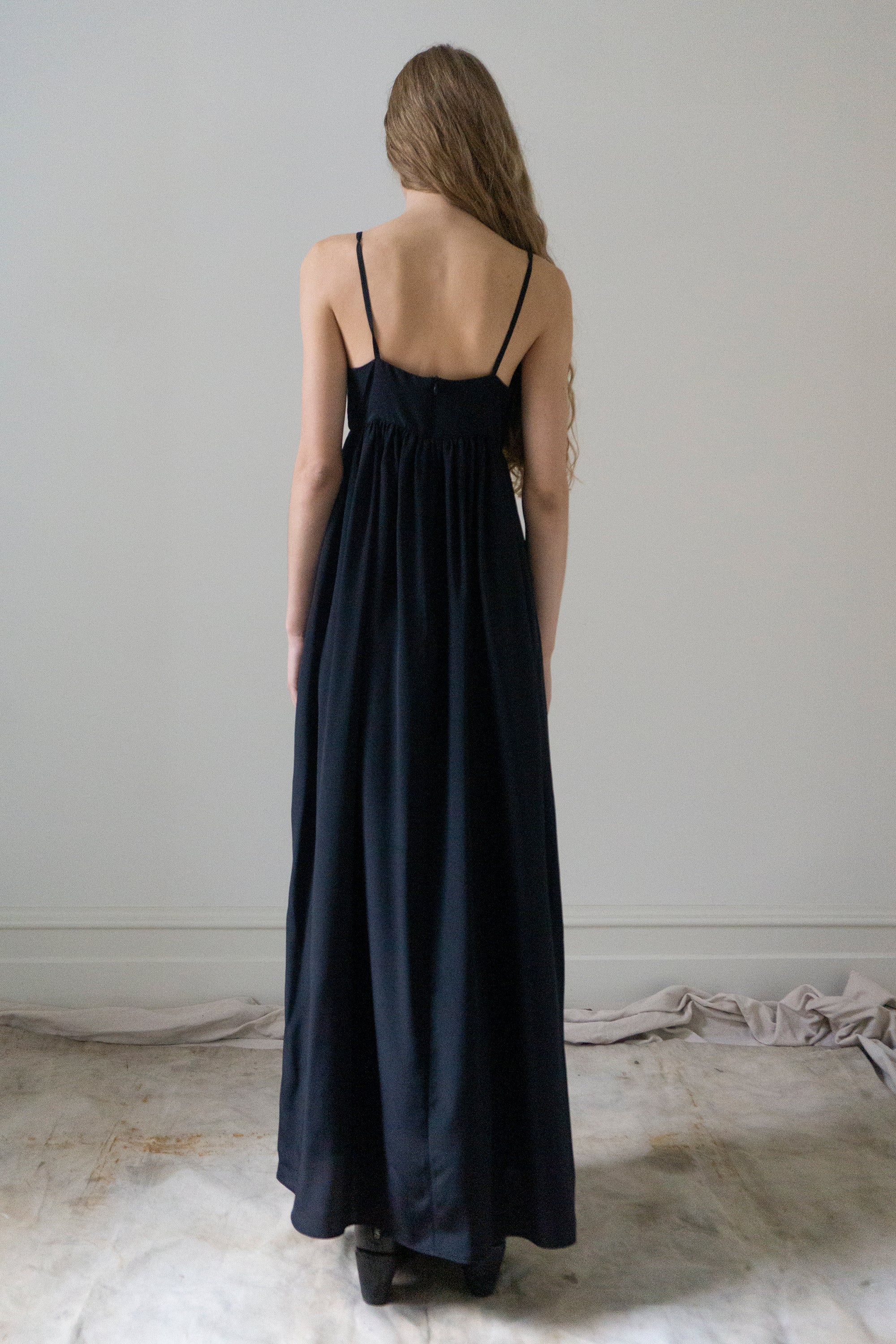 Proserpina Dress - Black Silk Crepe