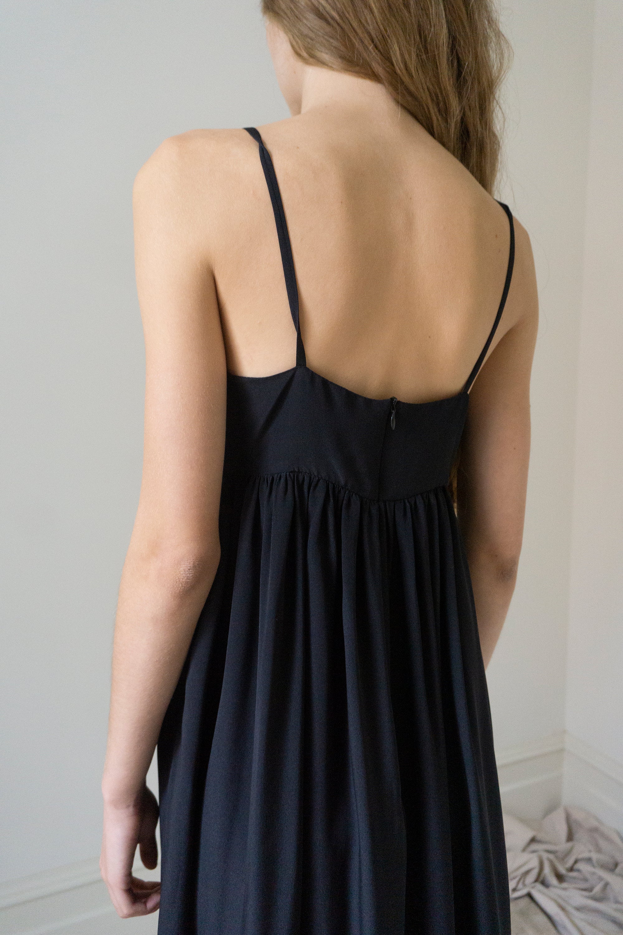Proserpina Dress - Black Silk Crepe