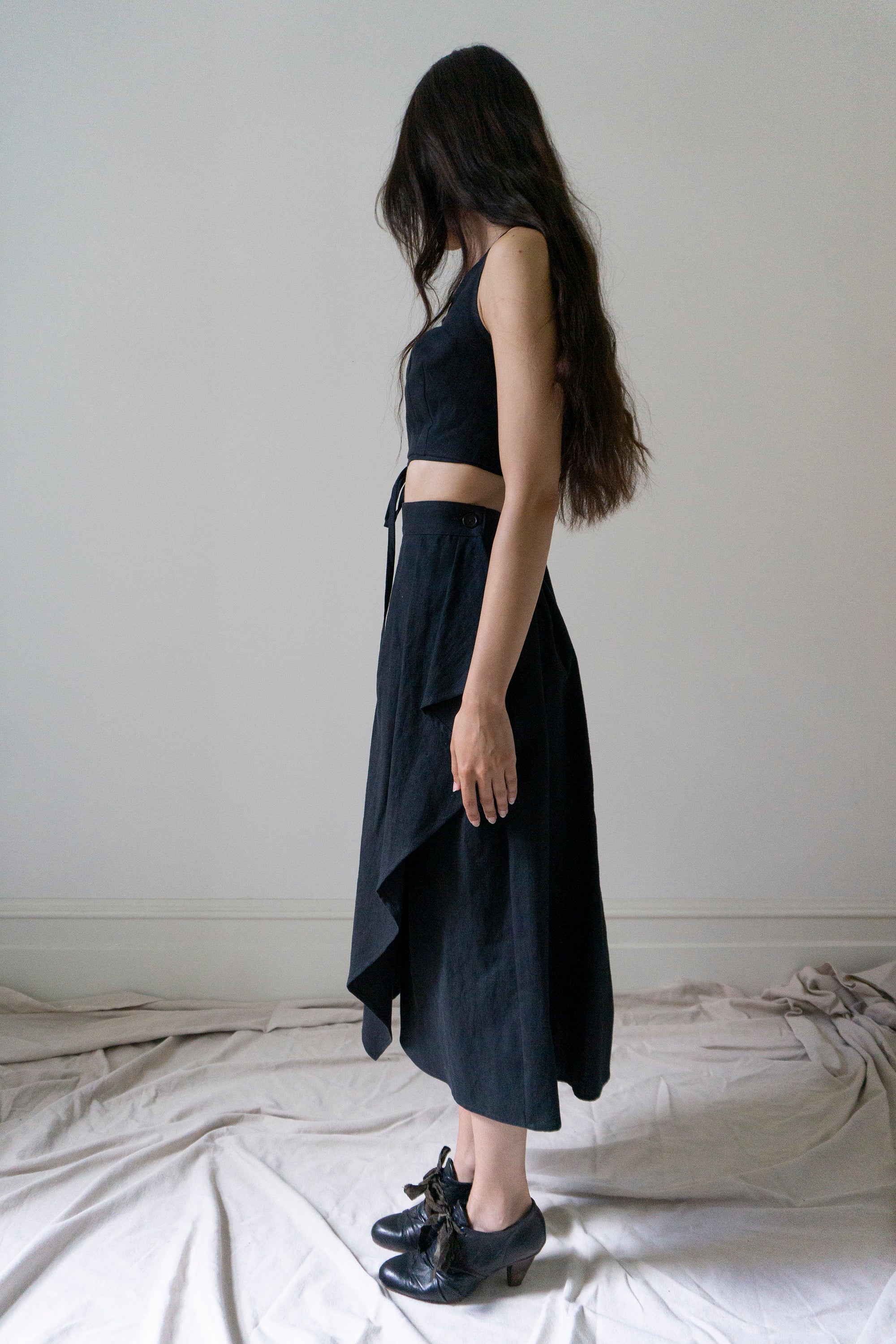 Fenna Linen Skirt- Black
