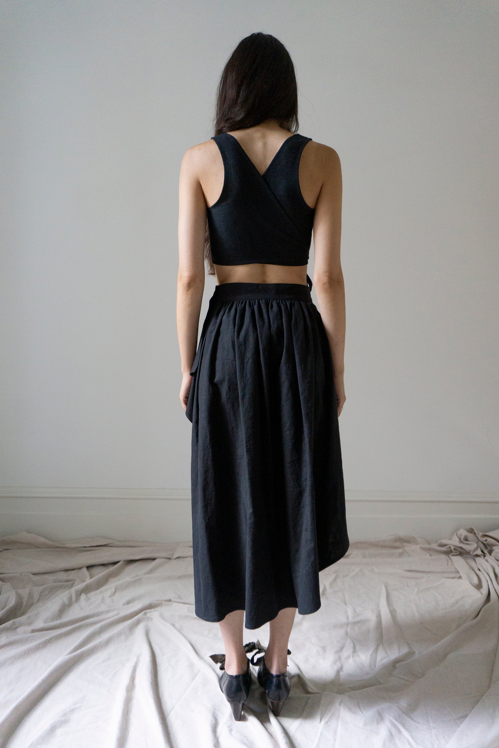Fenna Linen Skirt- Black