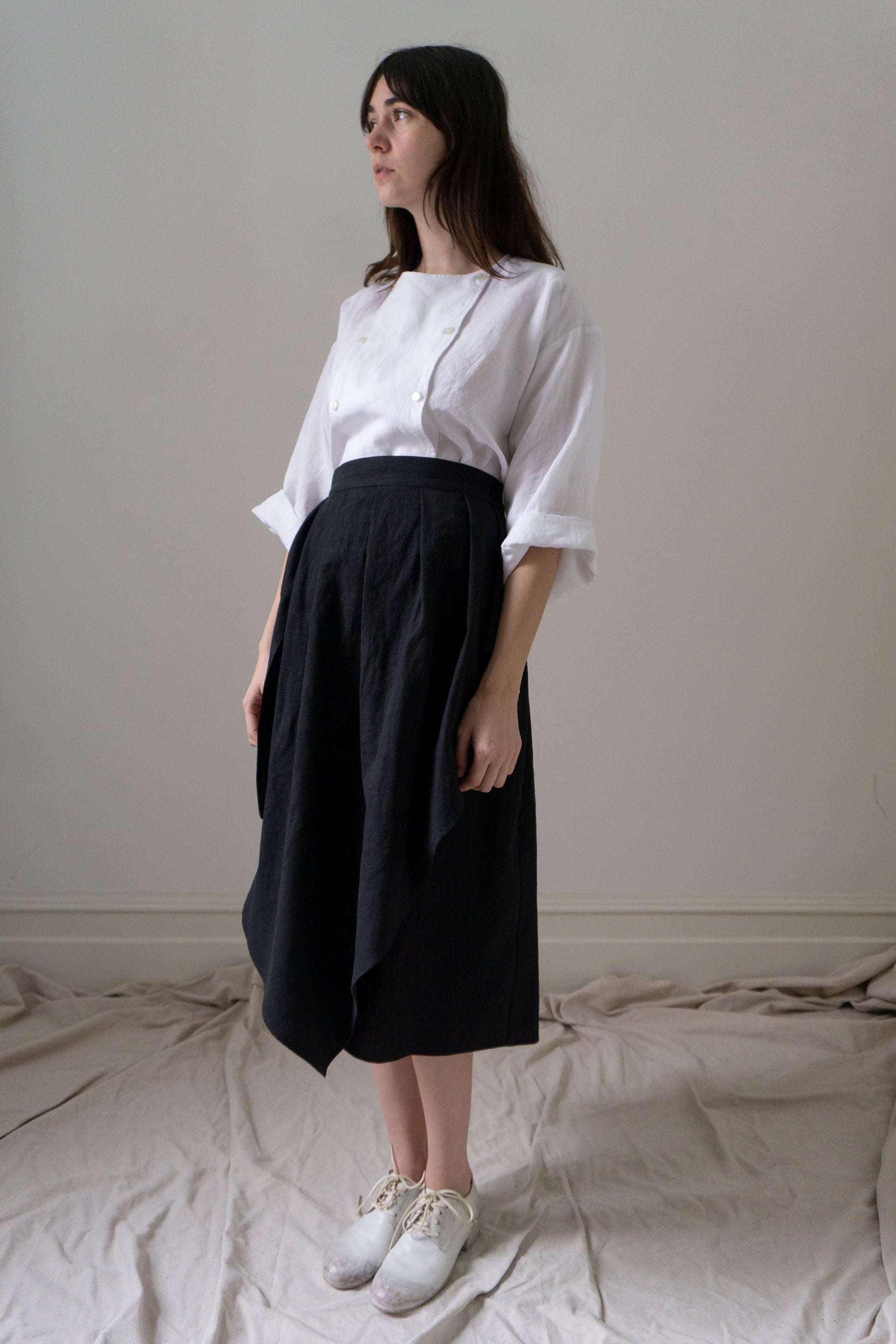 Fenna Linen Skirt- Black