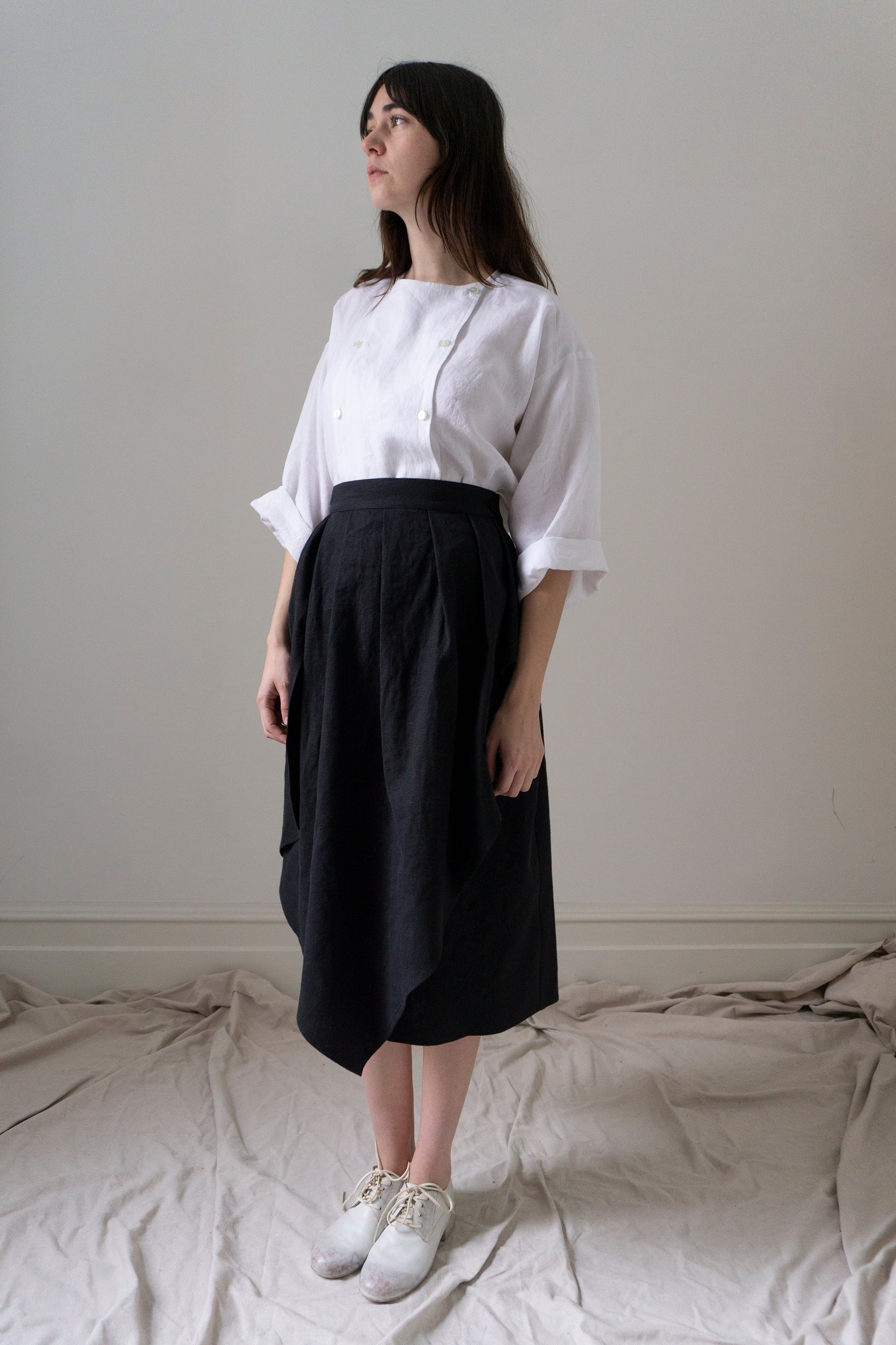 Fenna Linen Skirt- Black