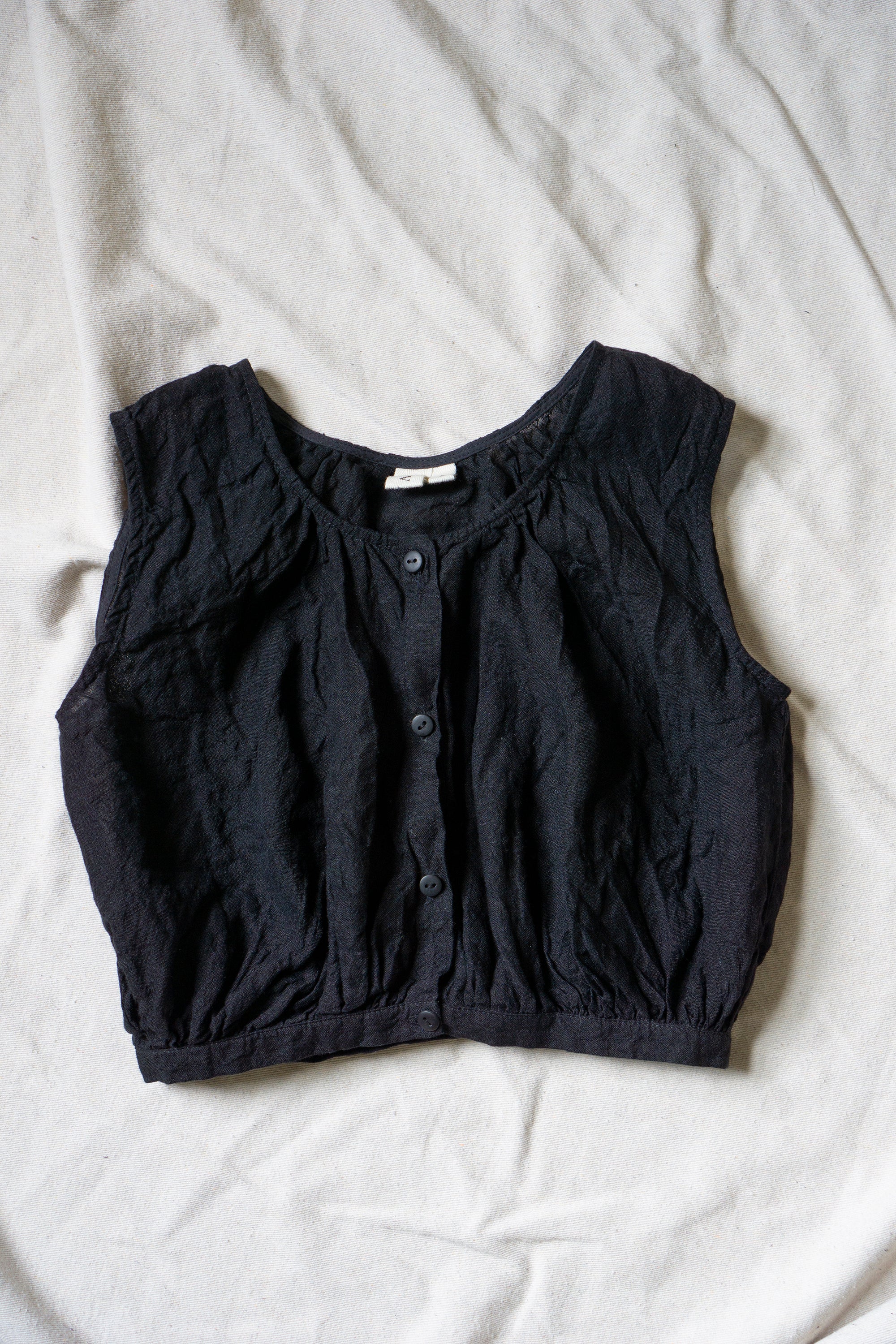 Viola Linen Top - Black