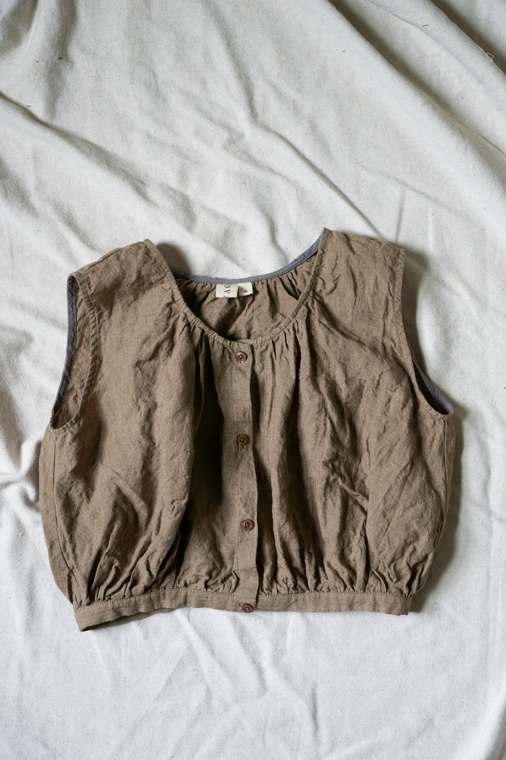 Viola Linen Top - Wheat