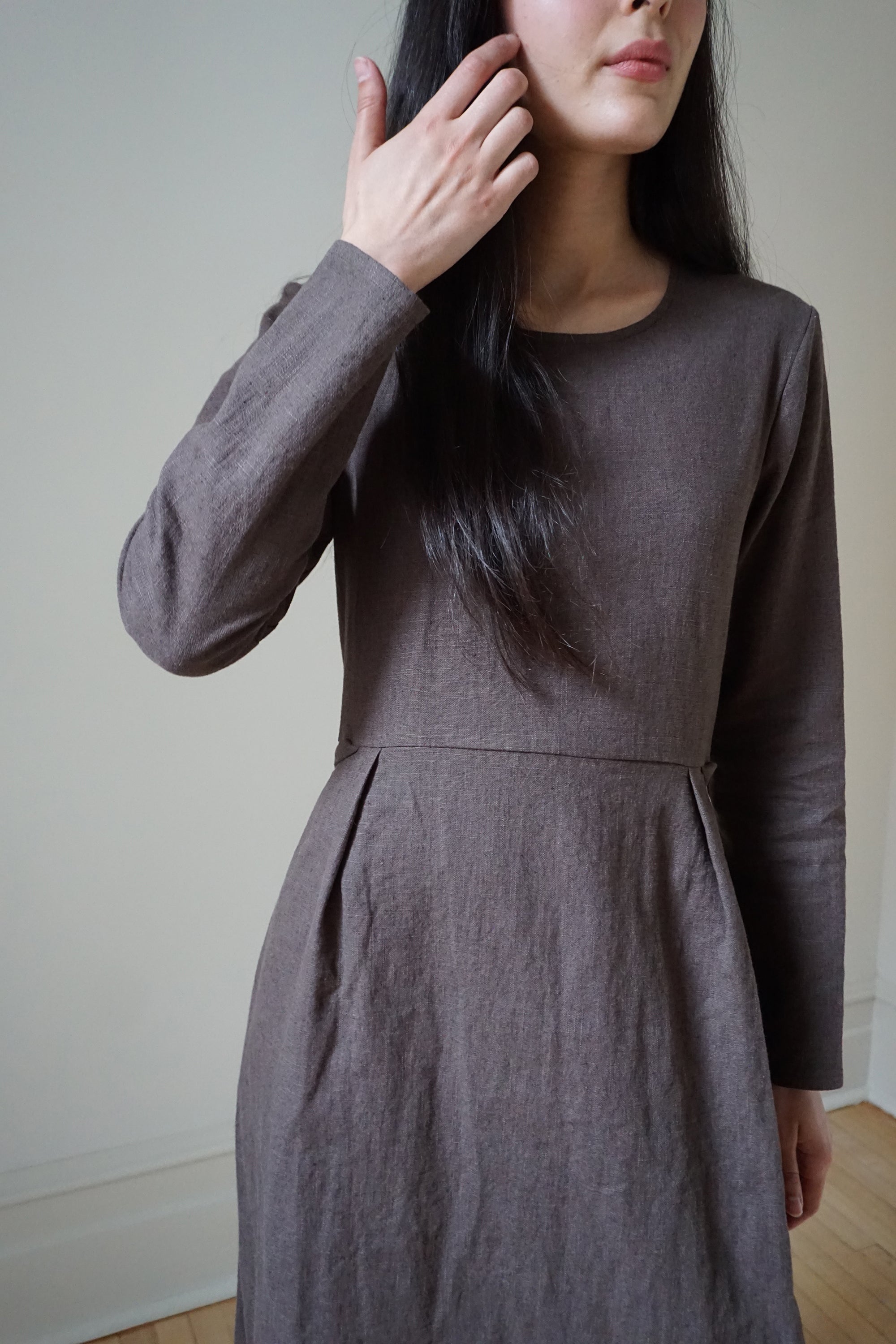 Heloise Dress - Brown Linen (LAST ONE.- SIZE L)