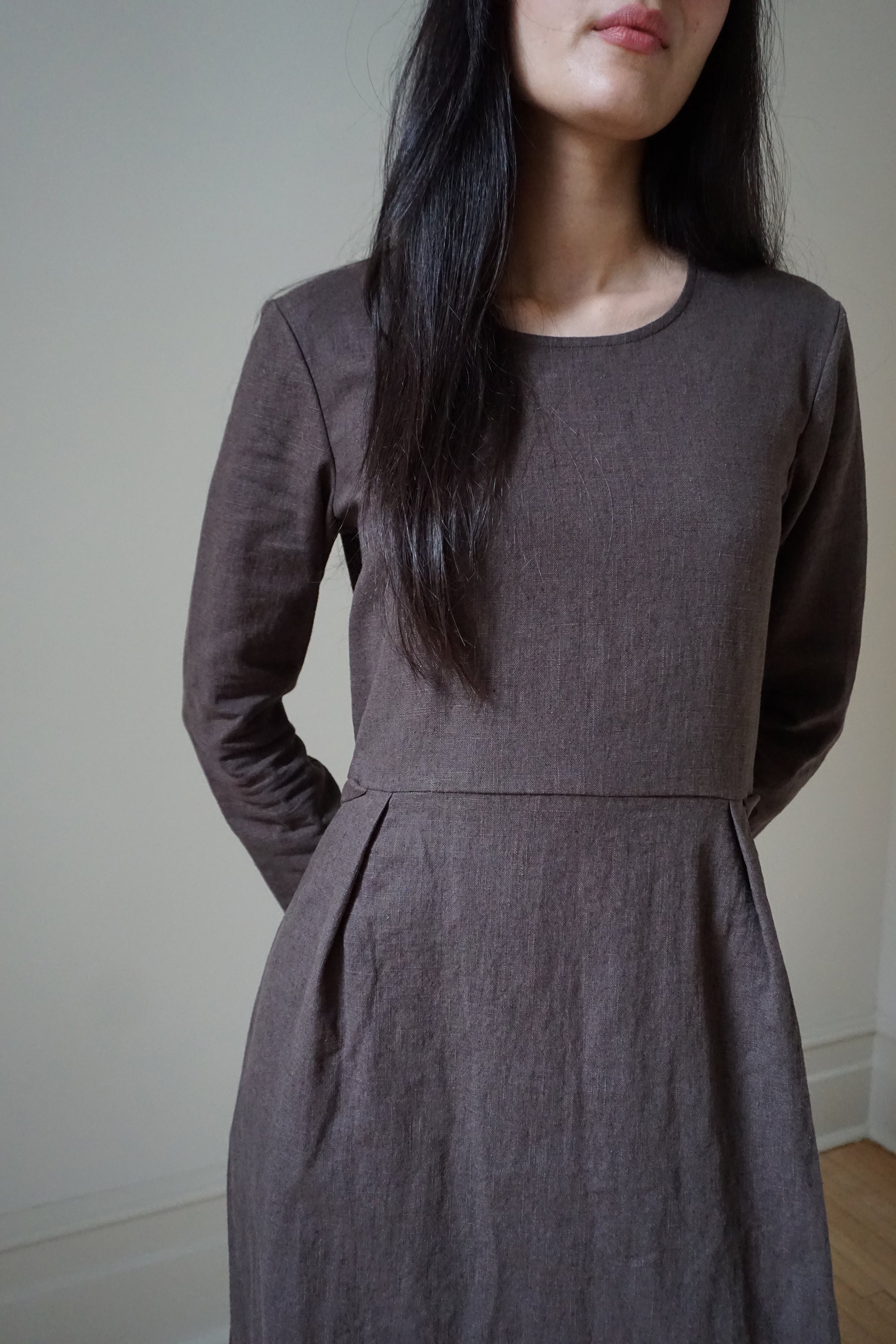 Heloise Dress - Brown Linen (LAST ONE.- SIZE L)