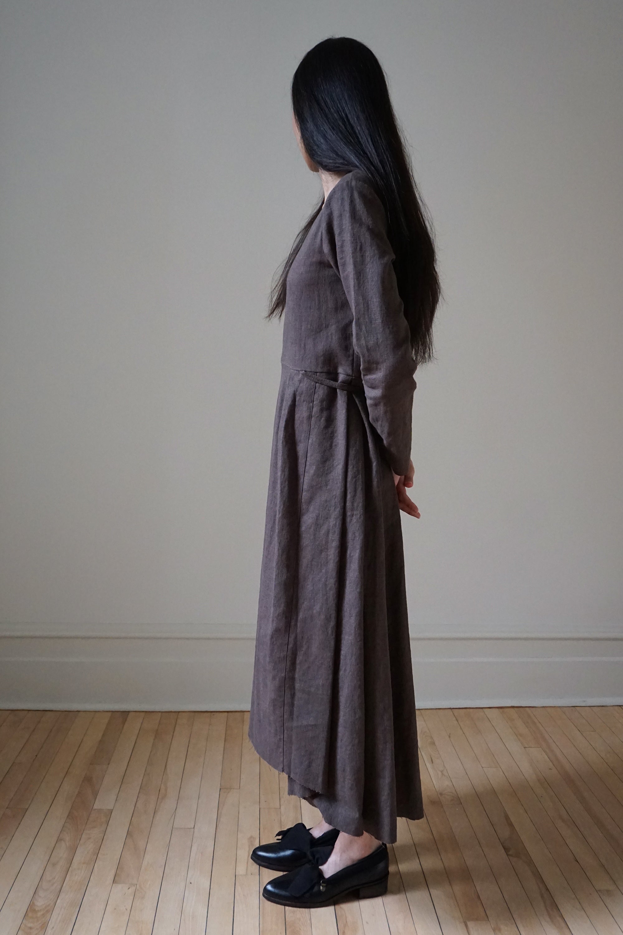 Heloise Dress - Brown Linen (LAST ONE.- SIZE L)