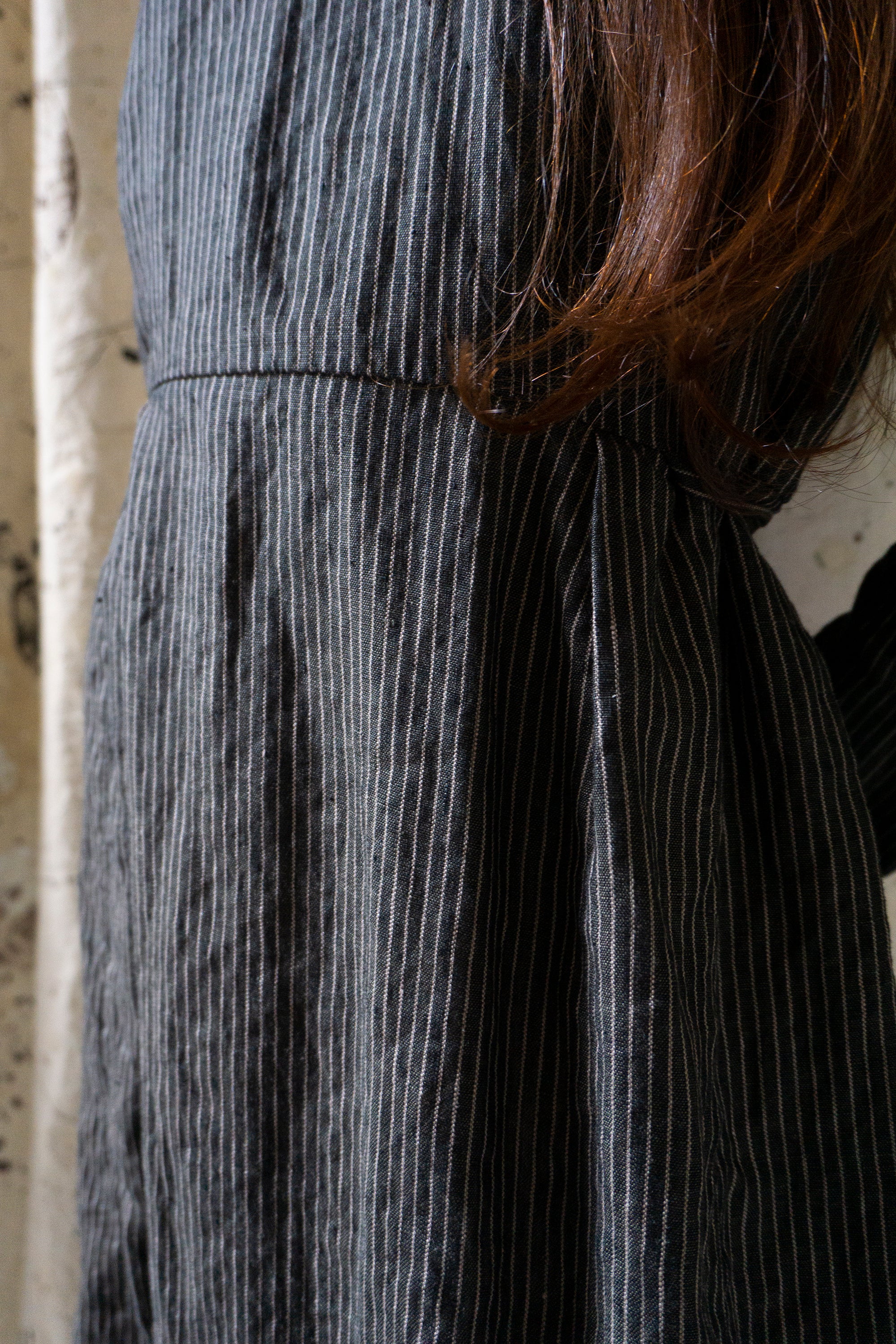 Heloise Linen Dress - Black Stripe