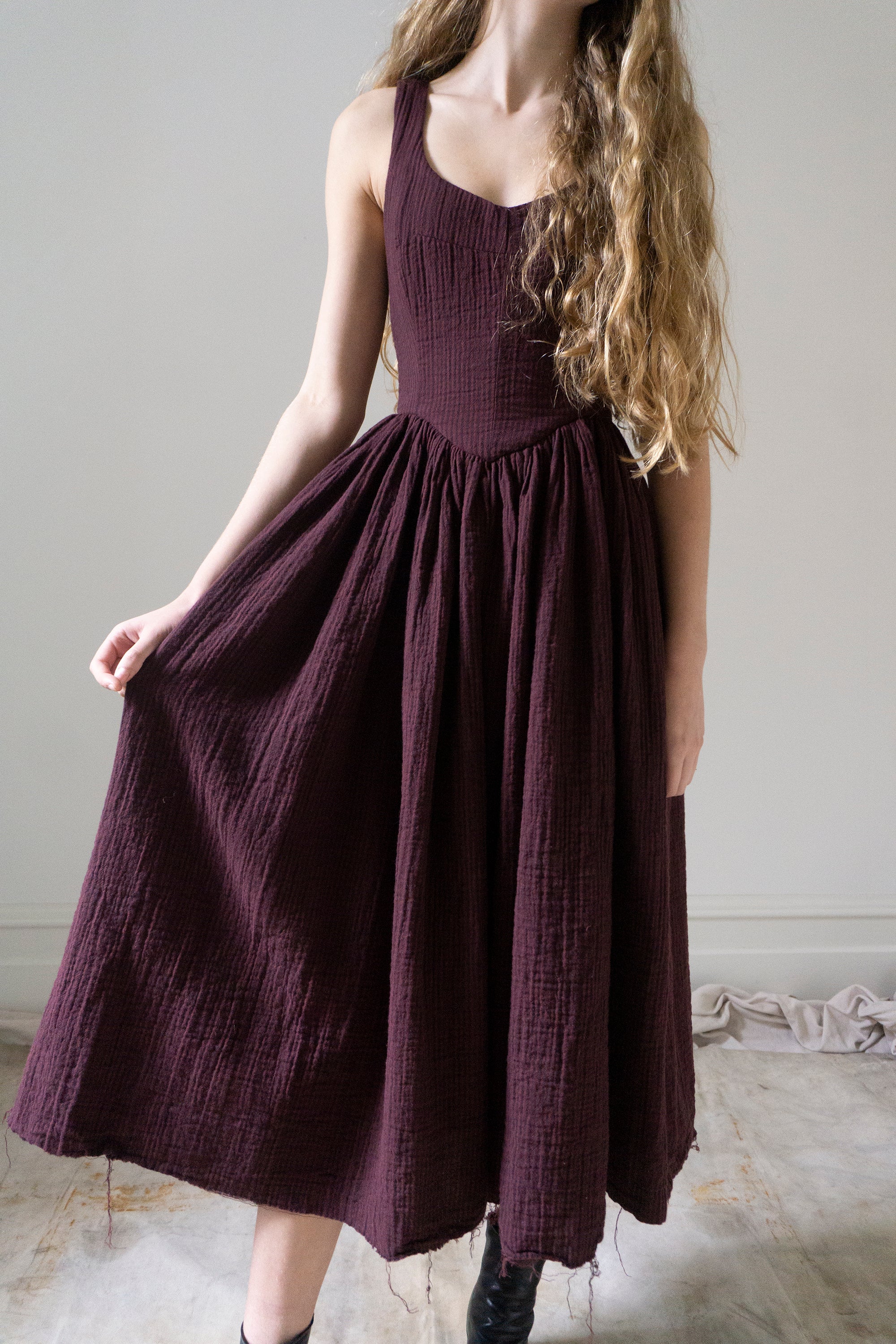 Hemlock Dress - Merlot Stripe