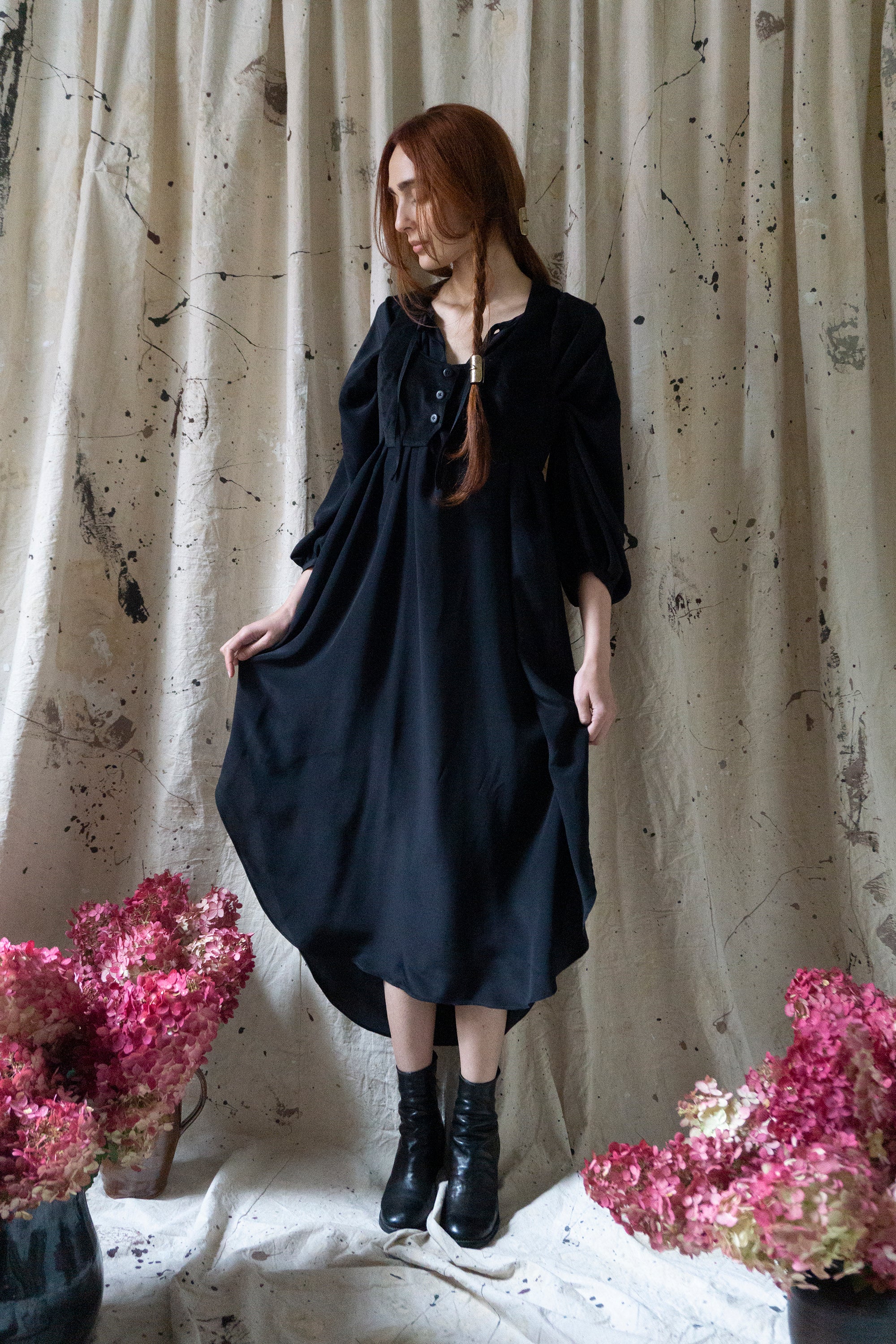 Orion Dress - Black Silk
