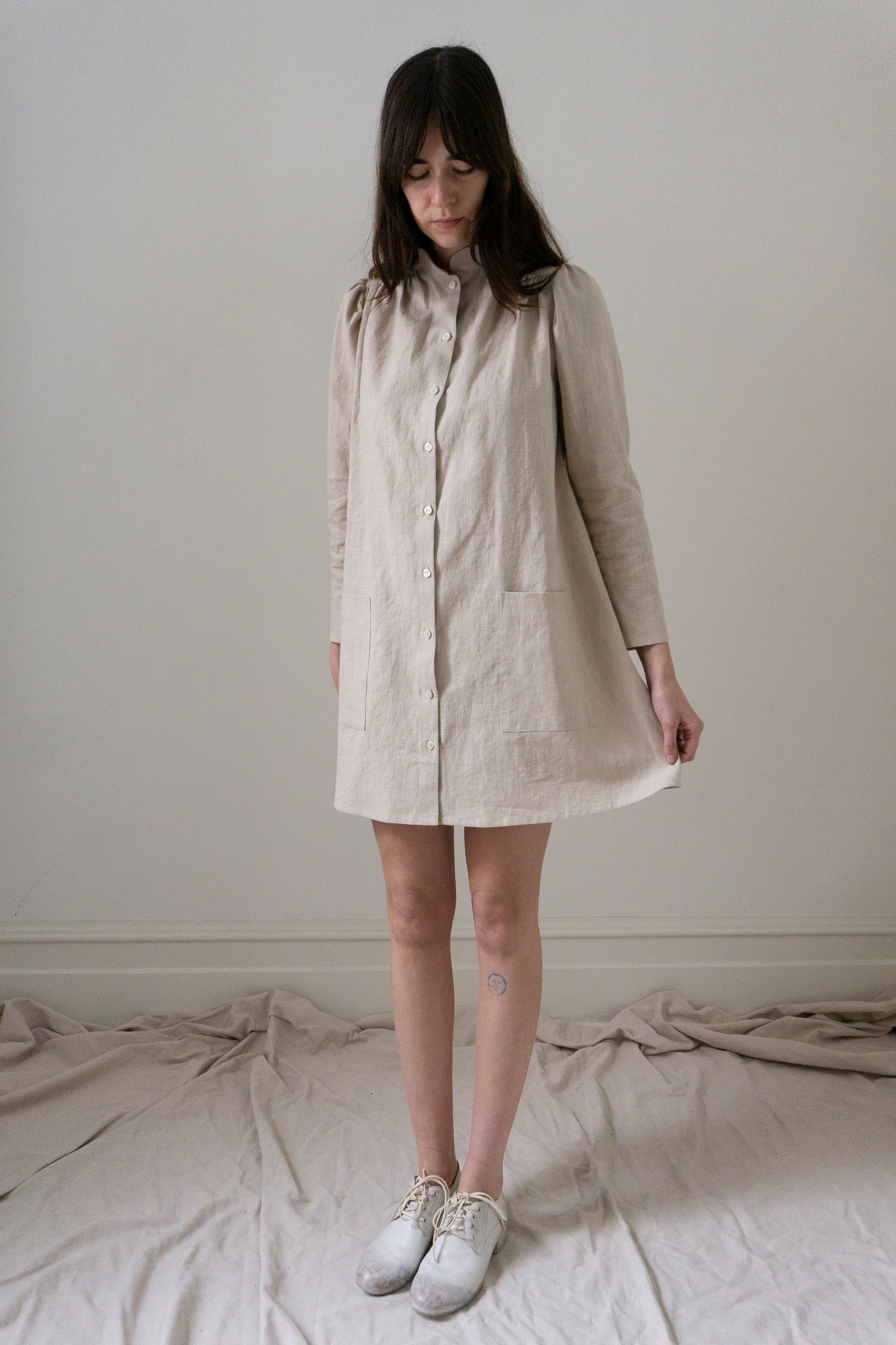 Jeanne Linen Smock - Chalk