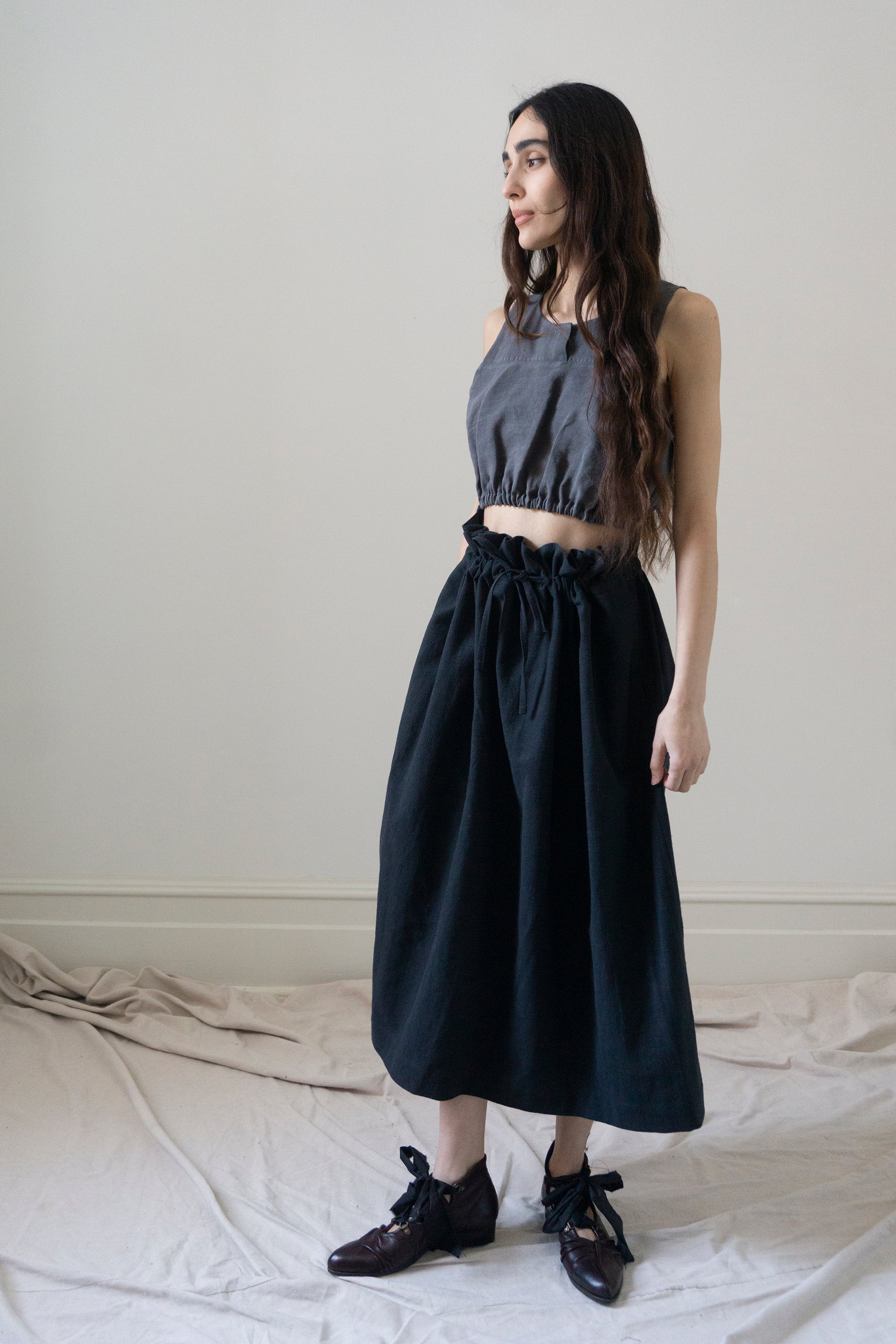 Haut Leonie en lin - Noir