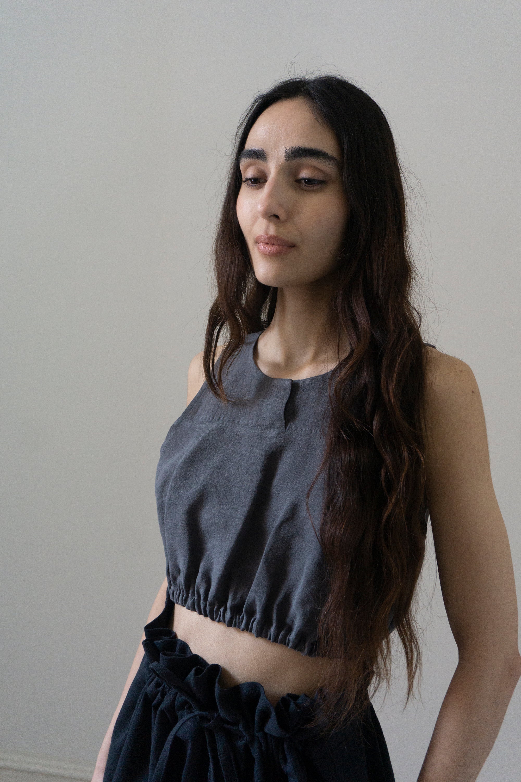 Haut Leonie en lin - Noir