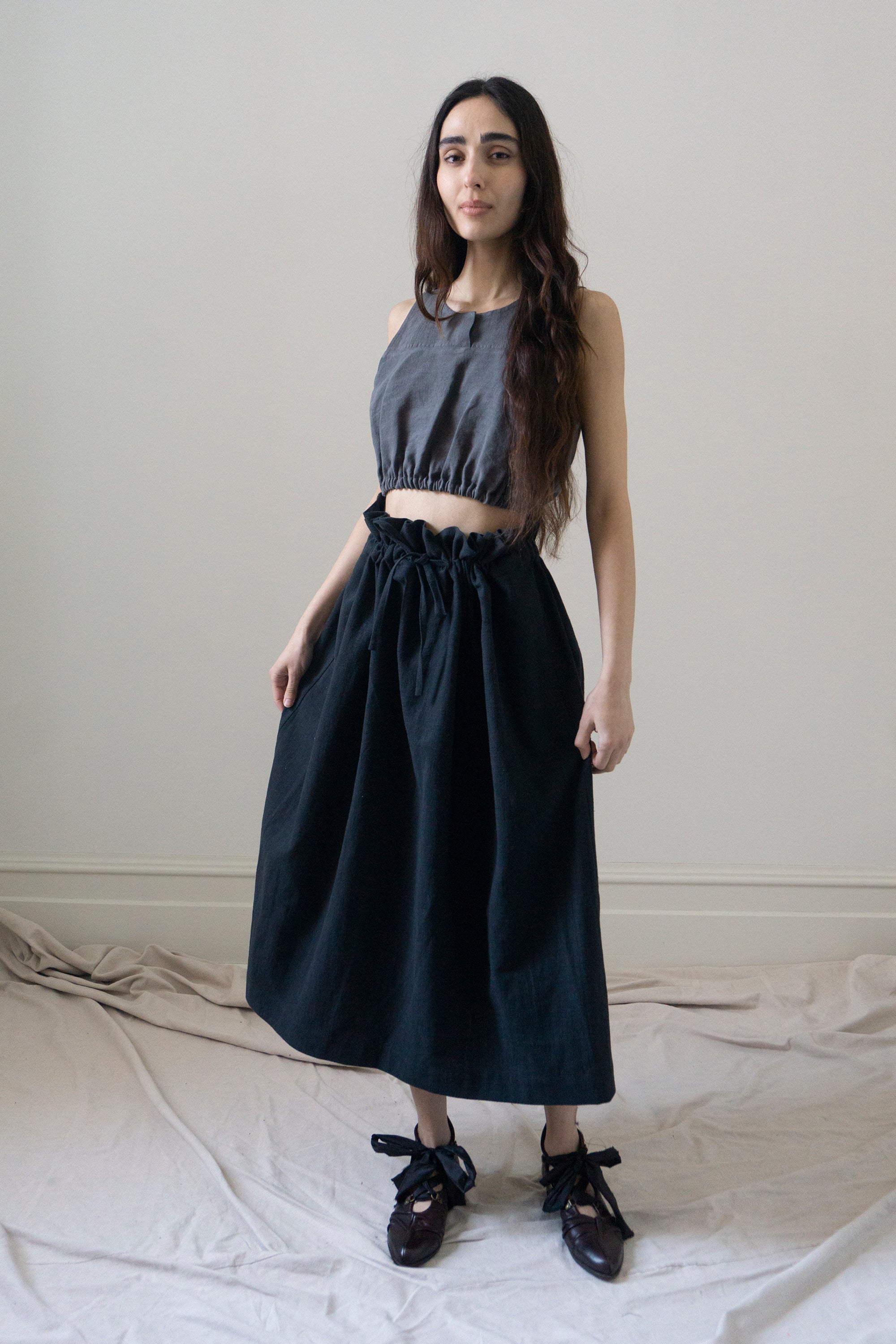 Haut Leonie en lin - Noir