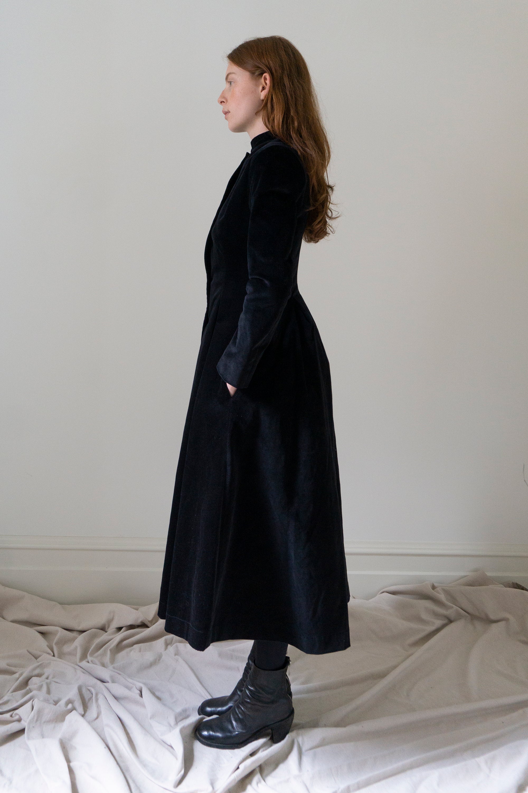 Manteau en velours Linnea - Noir