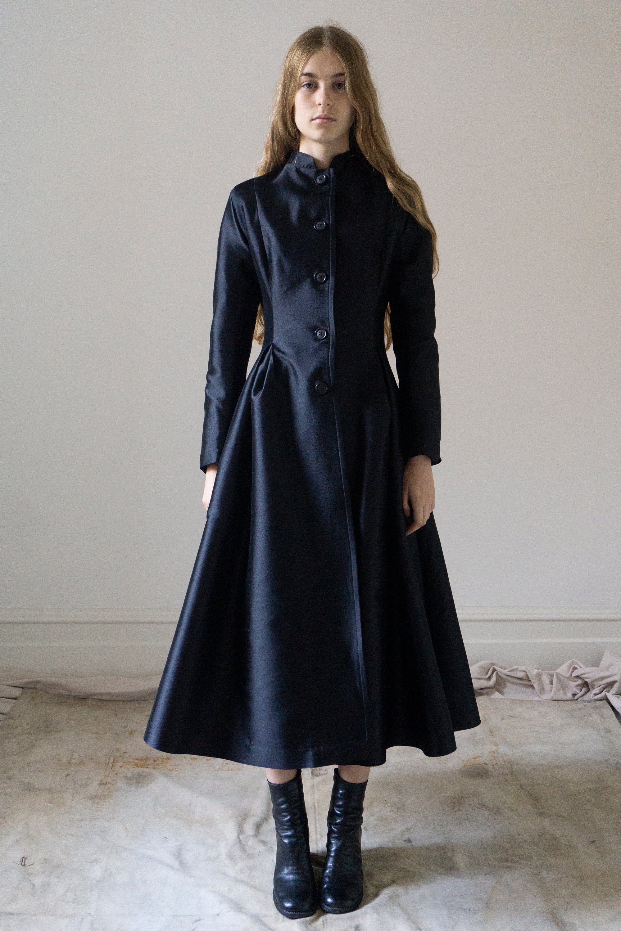 Linnea Silk & Wool Coat - Black
