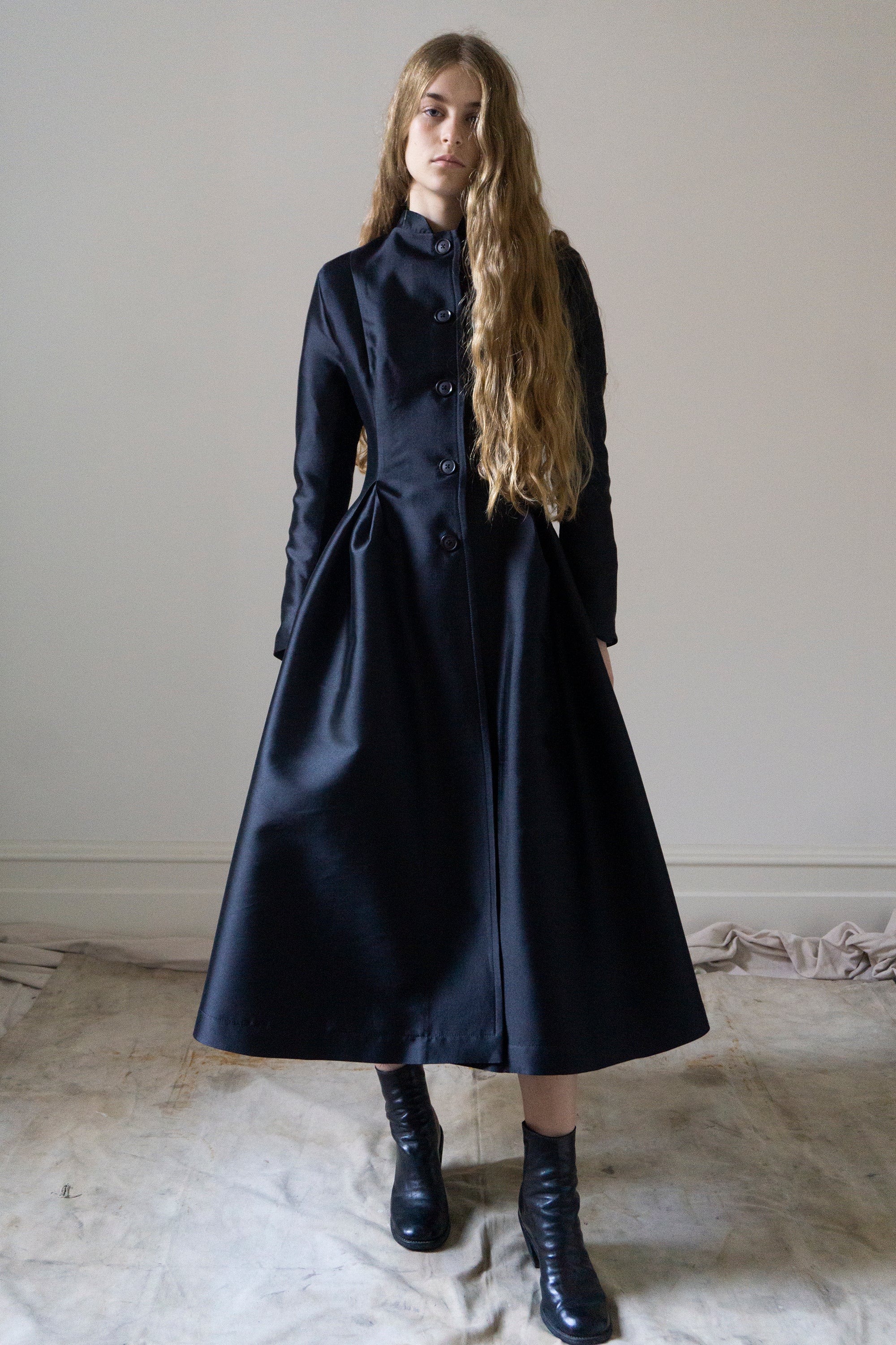 Linnea Silk & Wool Coat - Black