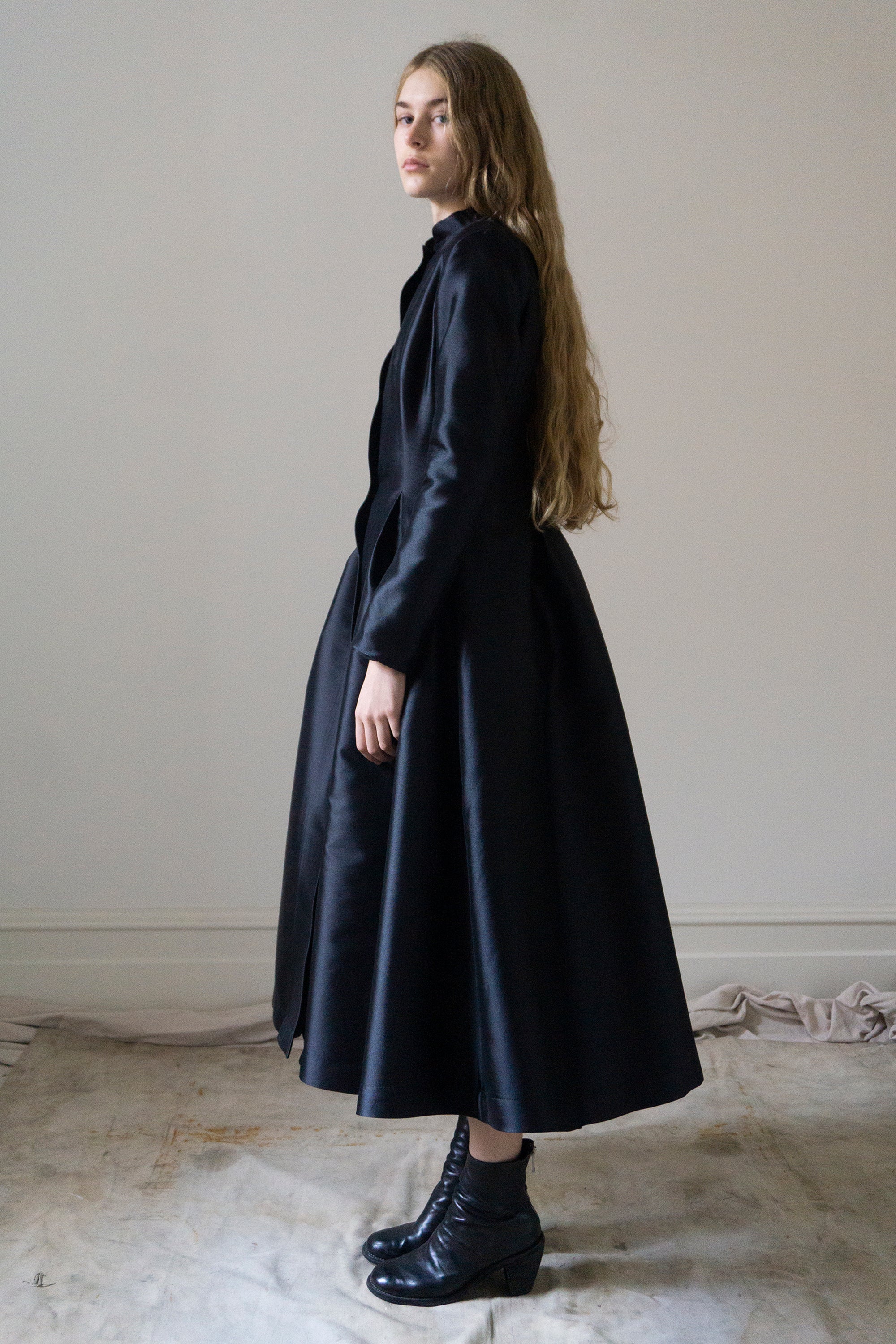 Linnea Silk & Wool Coat - Black