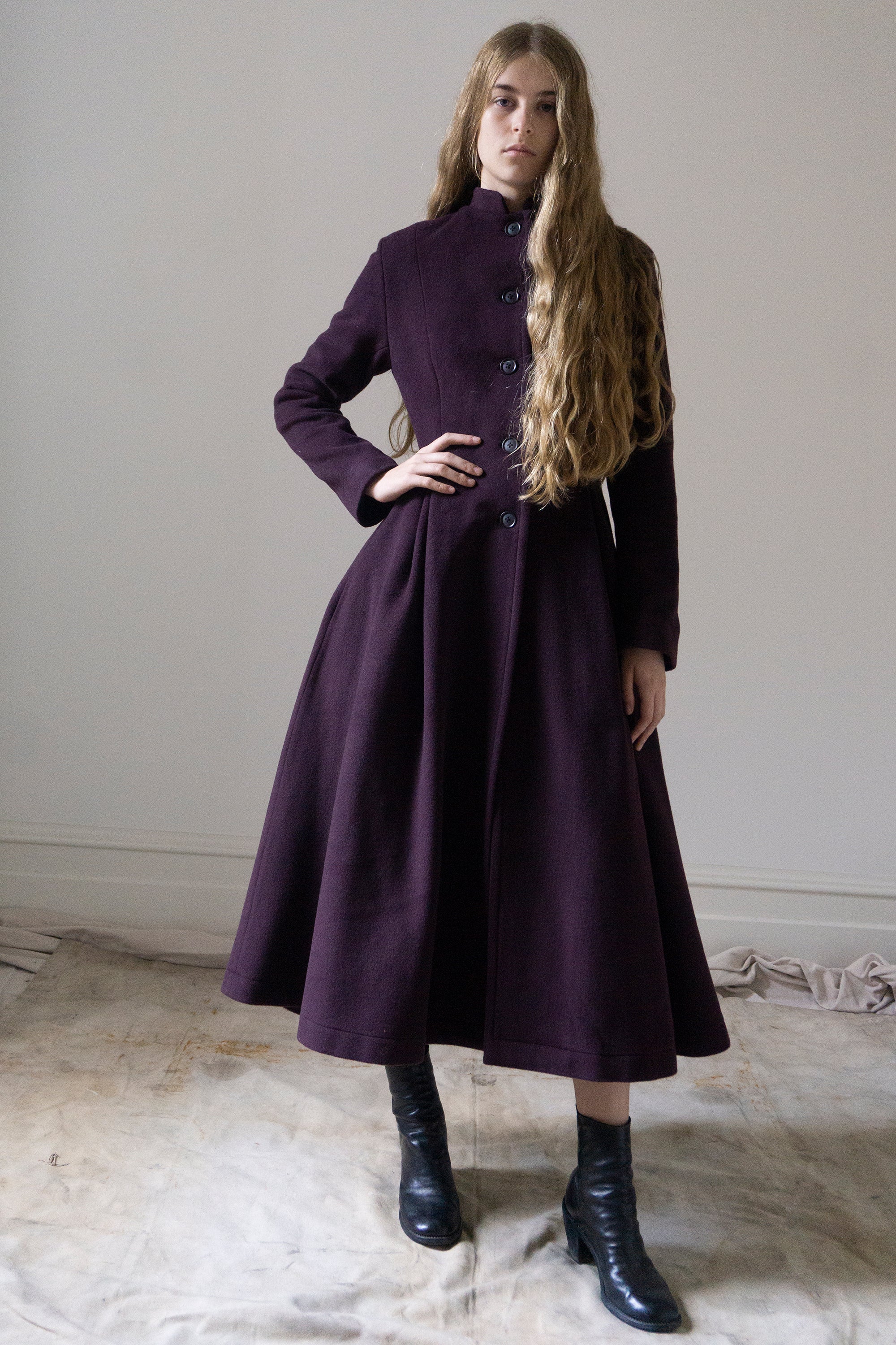 Linnea Wool Coat - Plum
