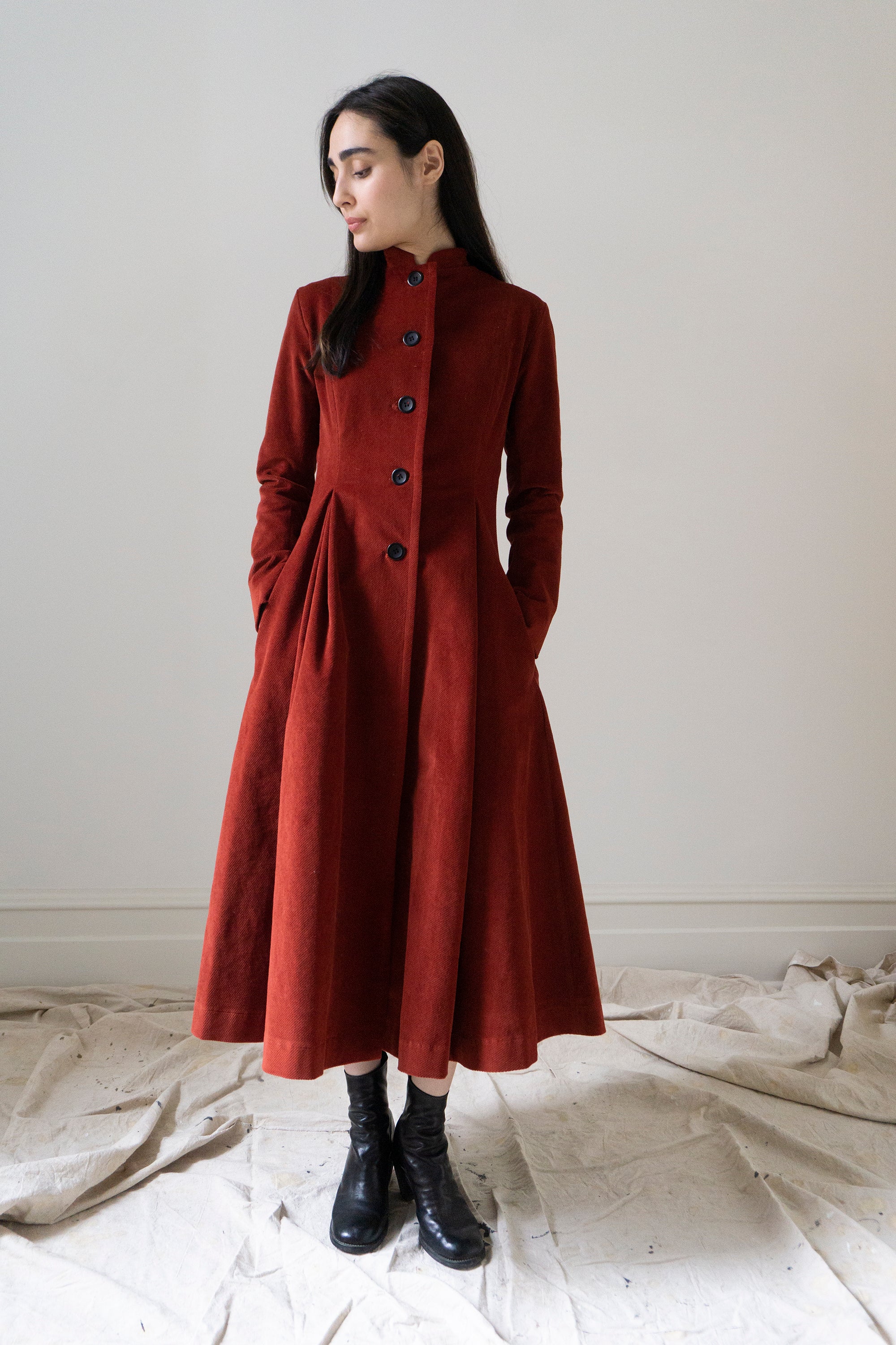 Linnea Velvet Coat - Red