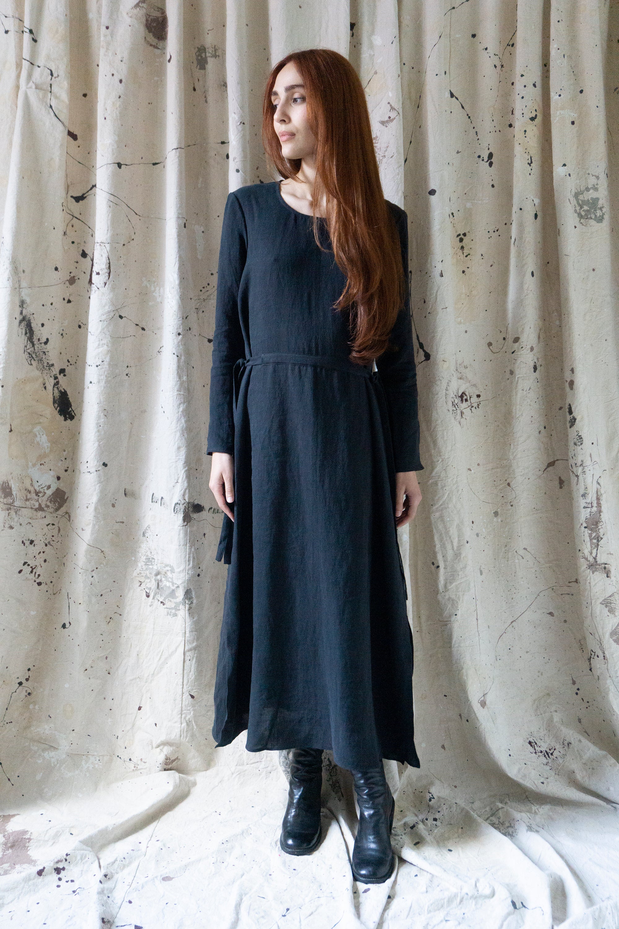Lourdes Linen Dress - Black