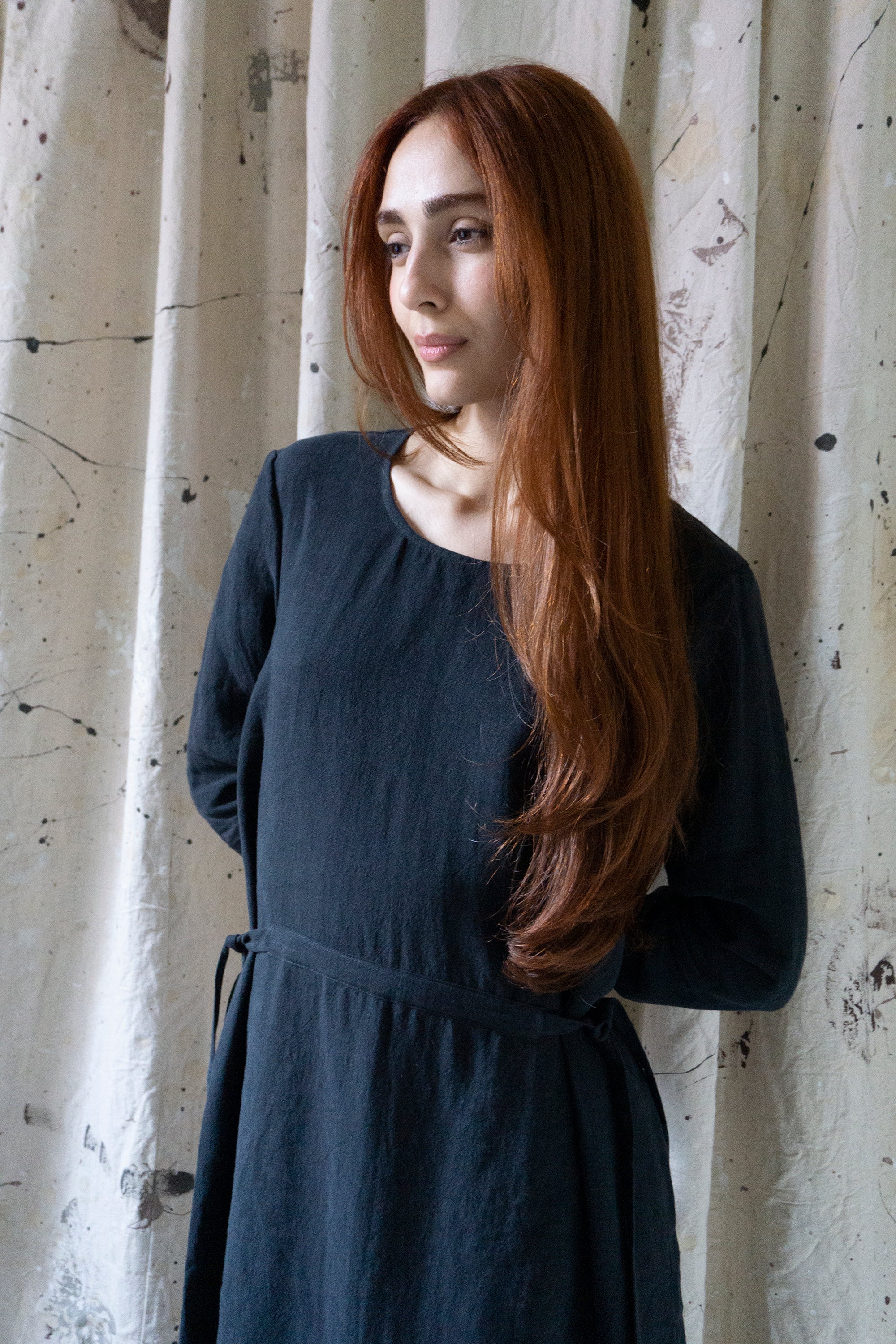 Lourdes Linen Dress - Black