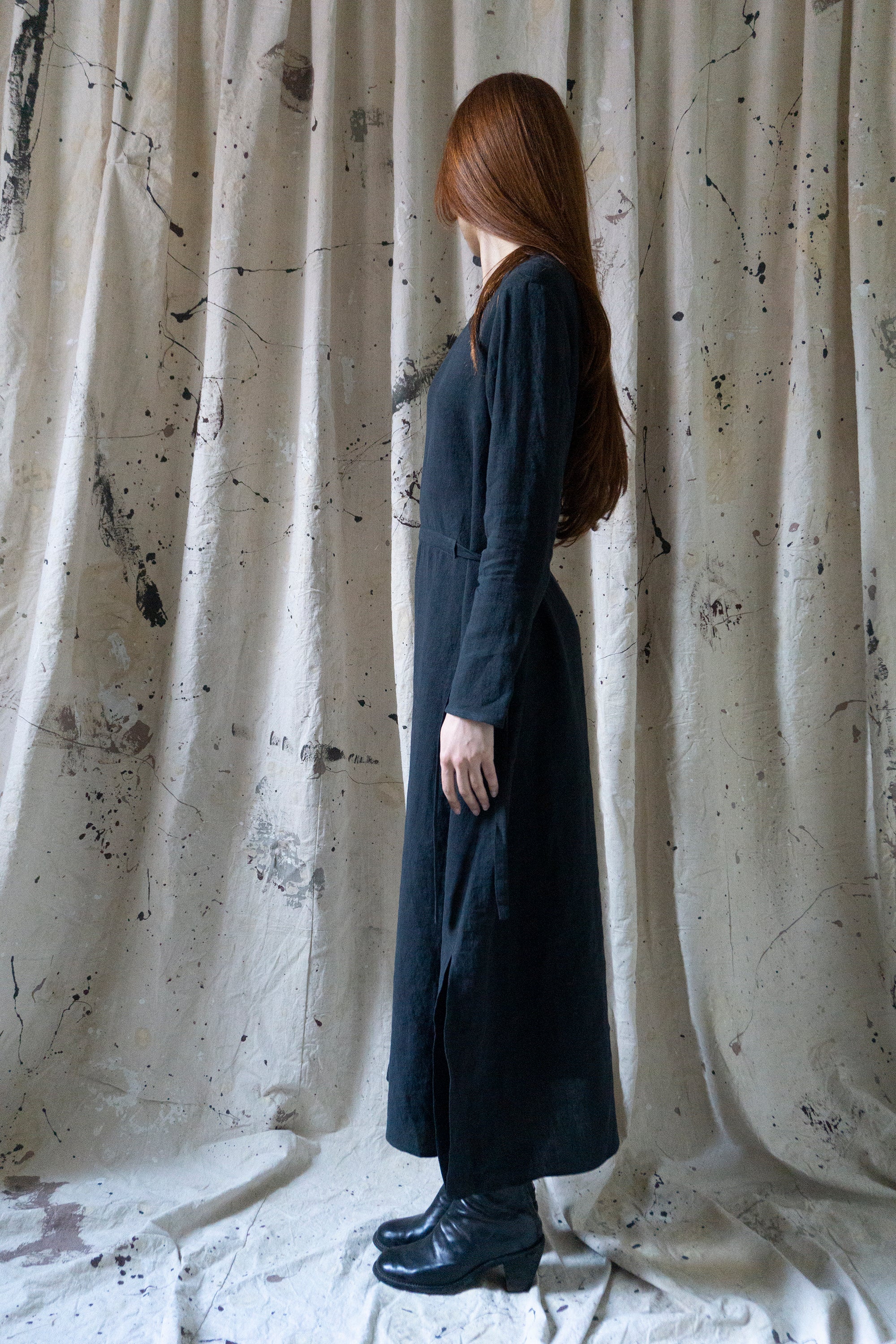 Lourdes Linen Dress - Black