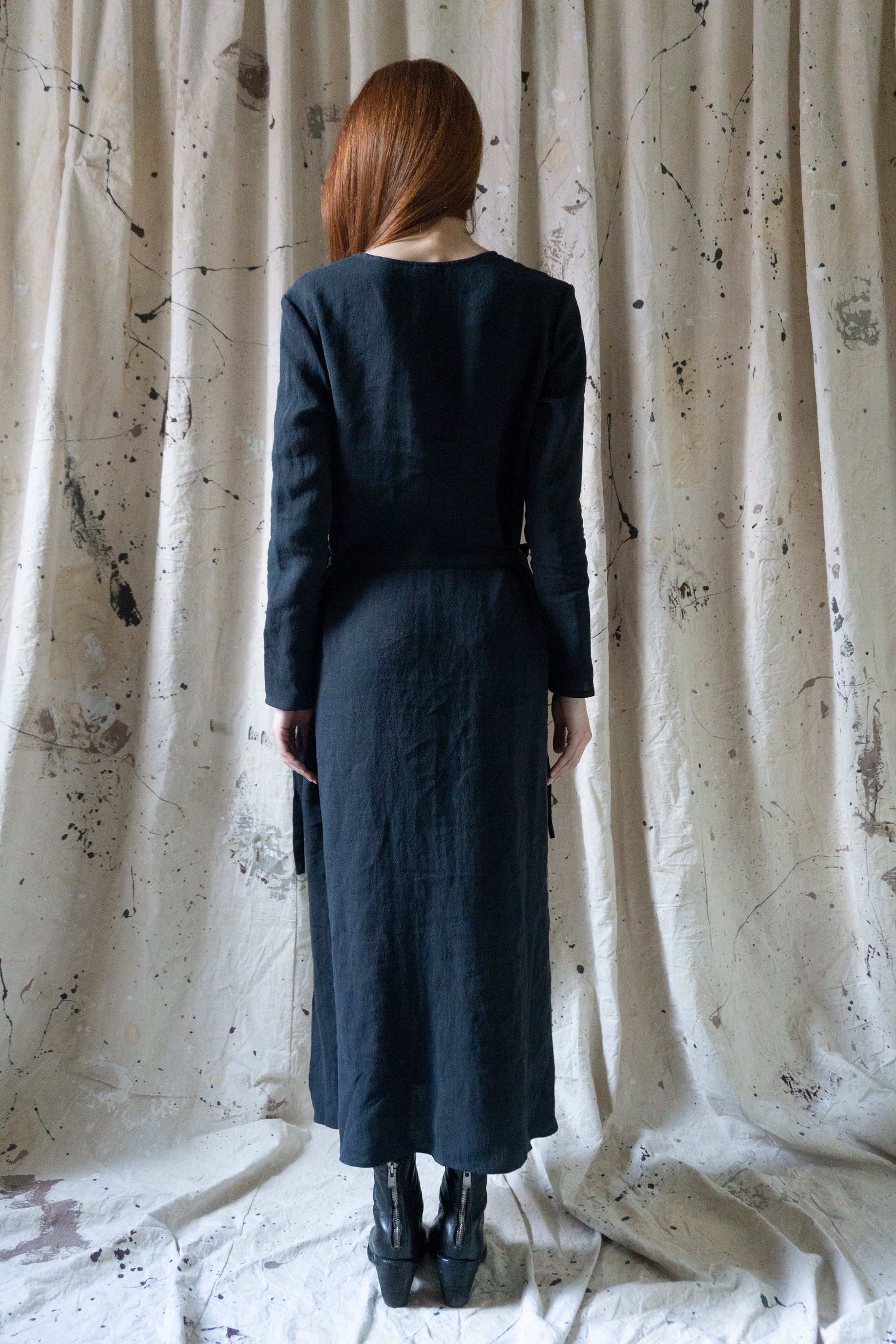 Lourdes Linen Dress - Black