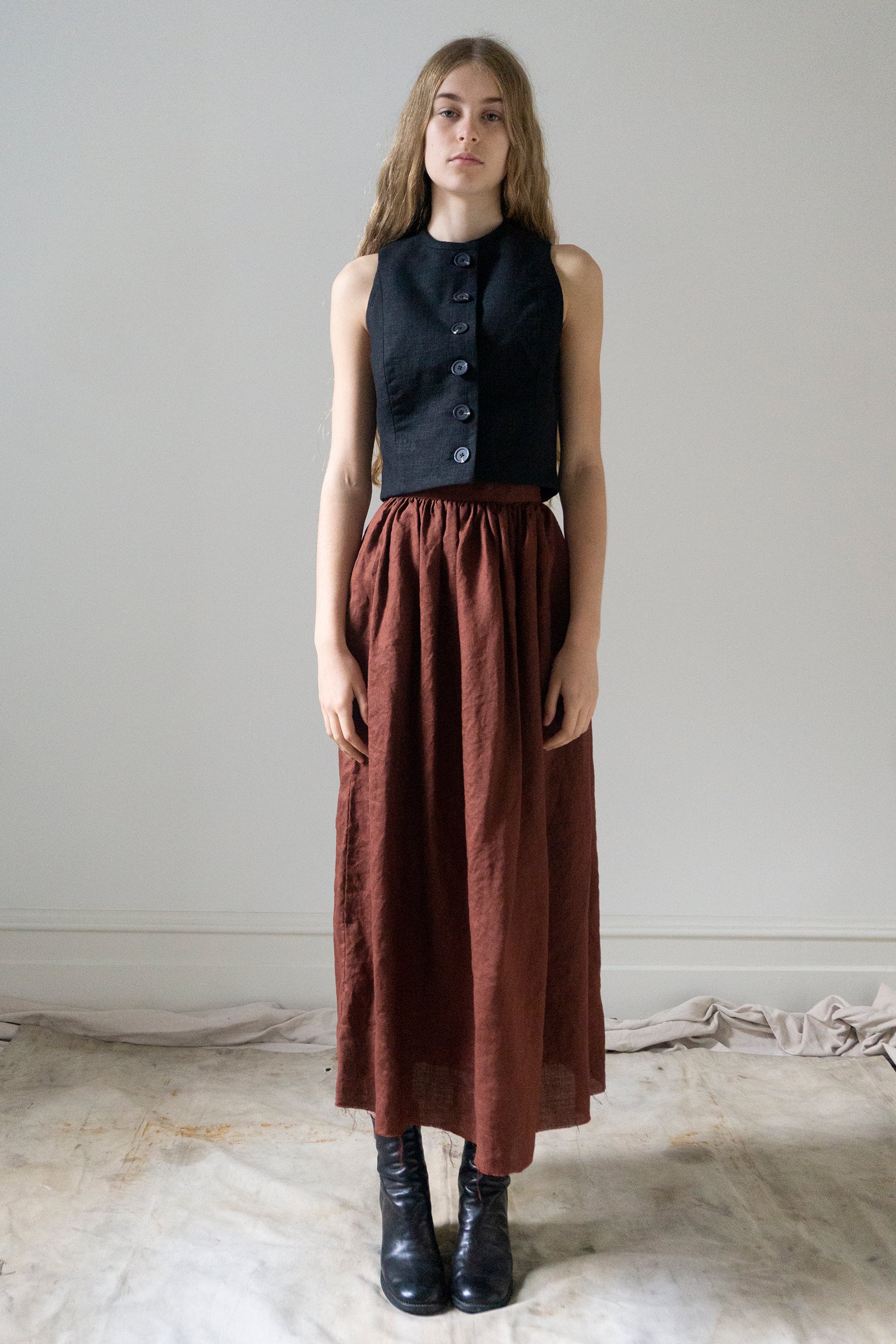 Tove Linen Waistcoat - Black