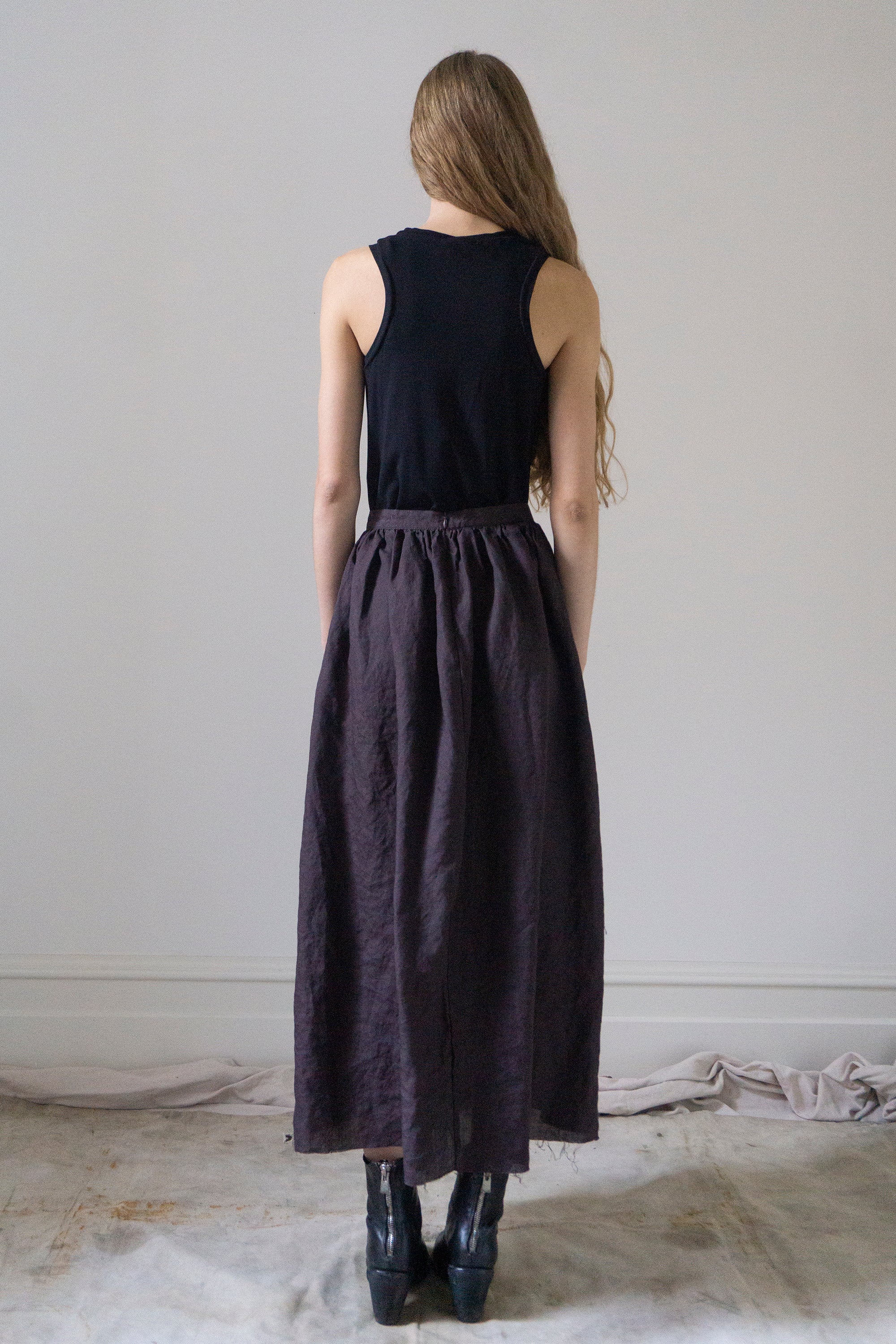 Lucia Linen Skirt - Darkest Plum