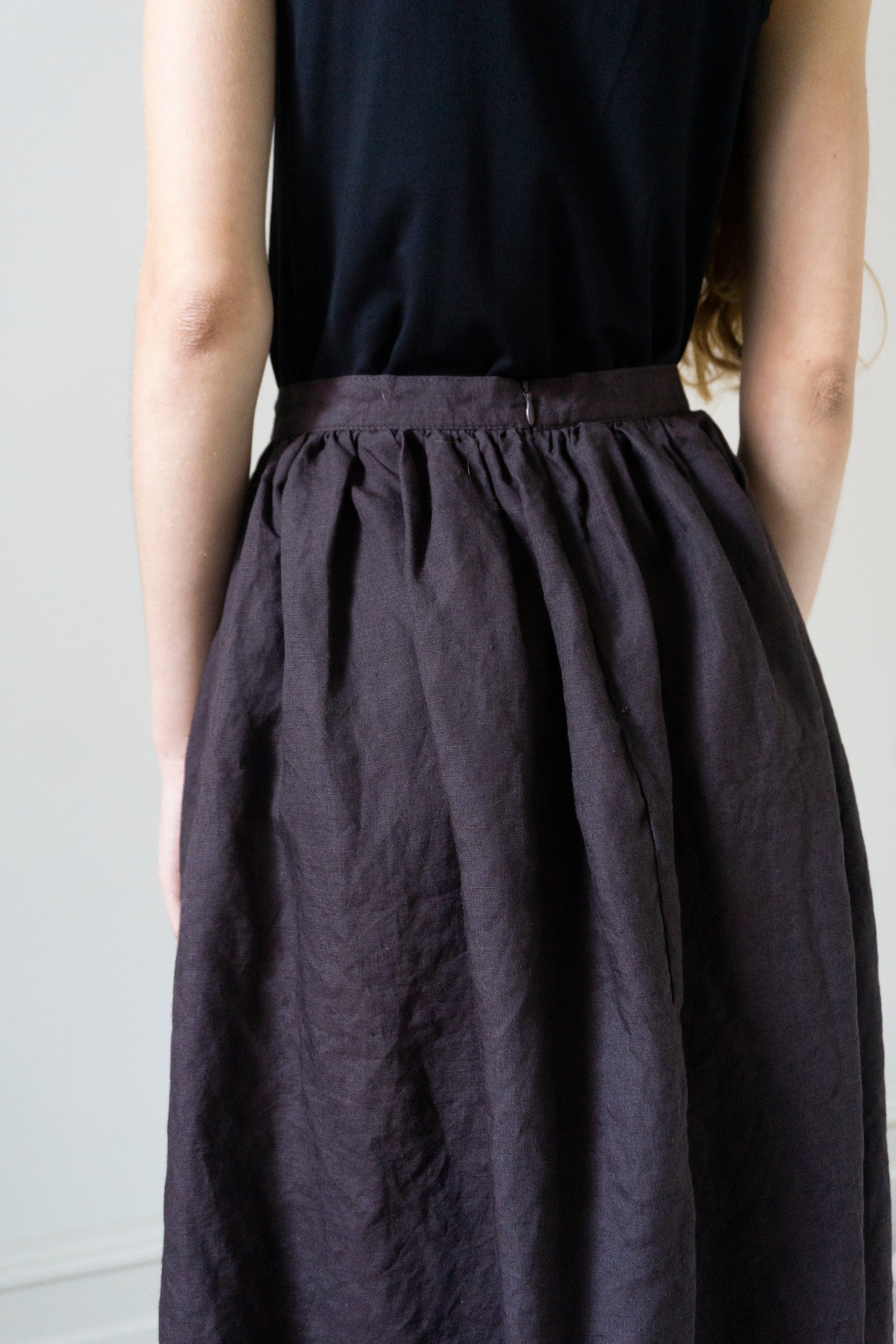Lucia Linen Skirt - Darkest Plum