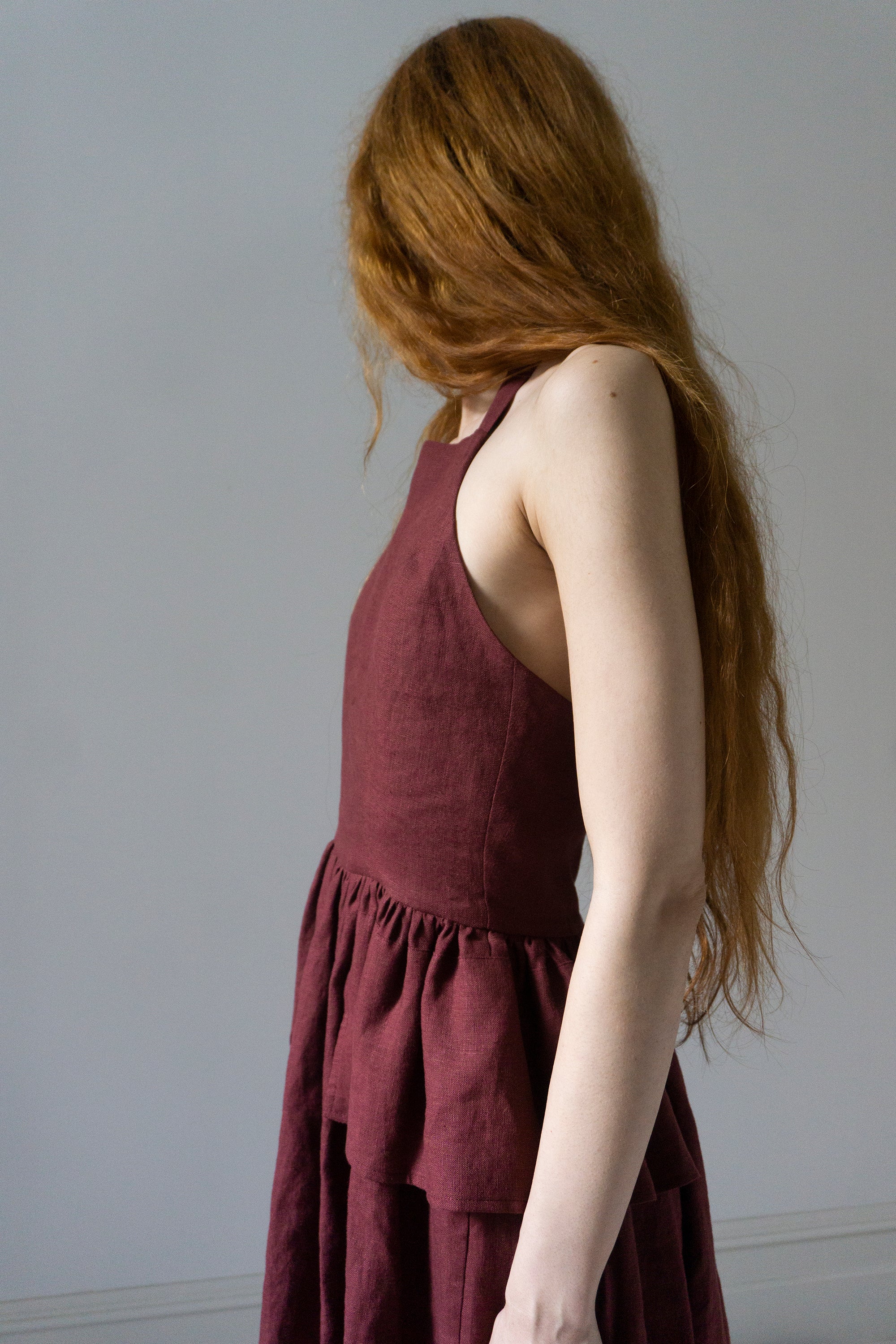 Marion Linen Dress - Burgundy