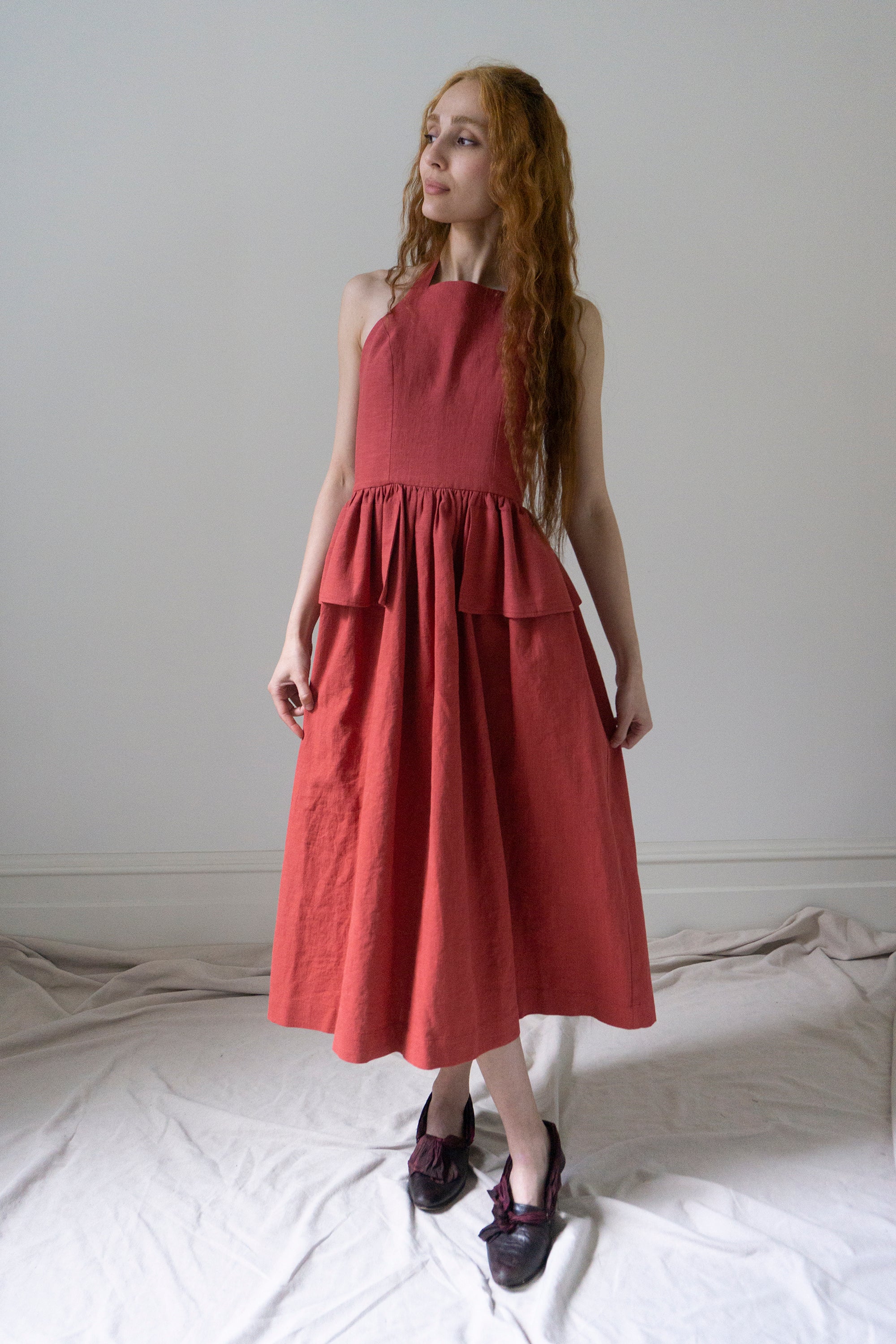 Marion Linen Dress - Cerise