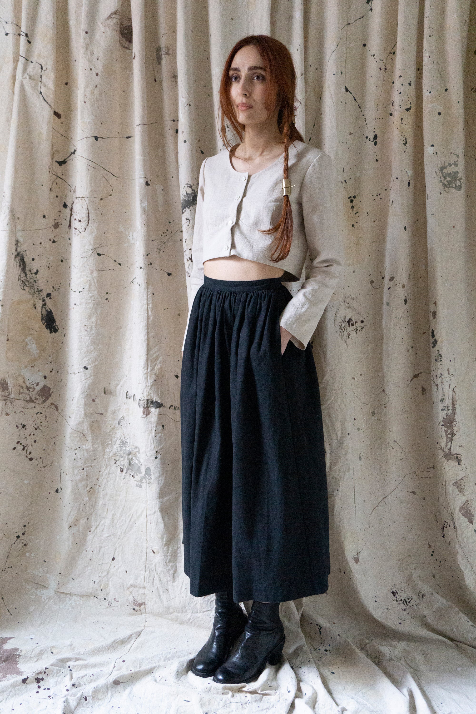 Eloise Linen Top - Chalk