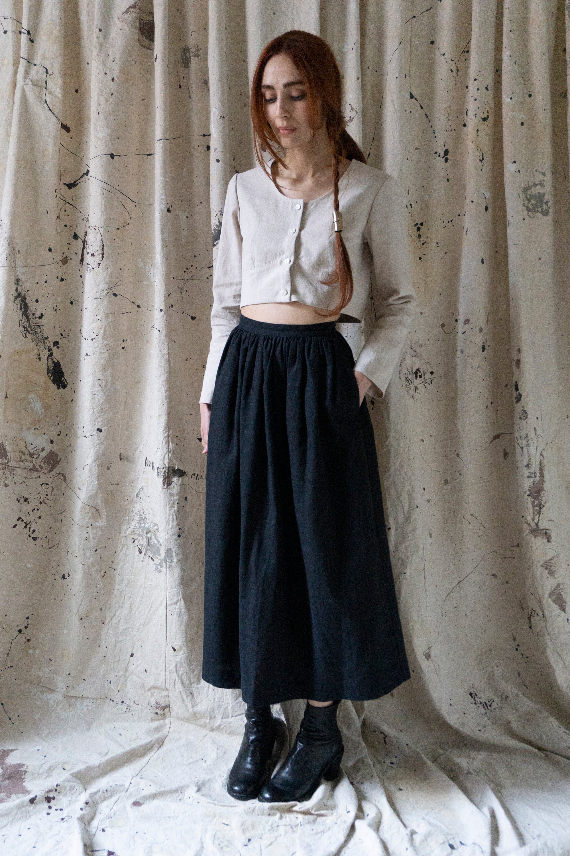 Marla Linen Skirt - Black