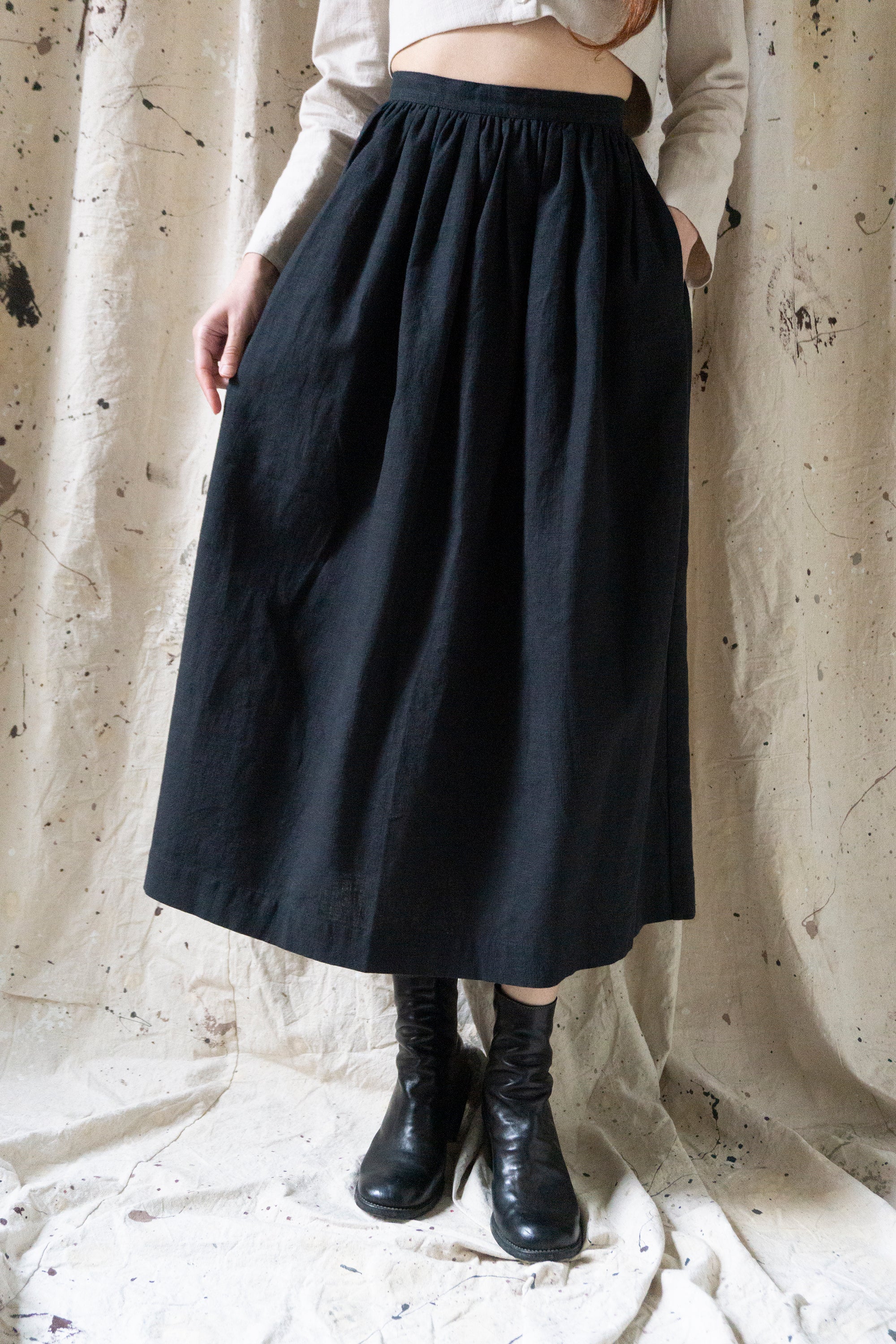 Marla Linen Skirt - Black