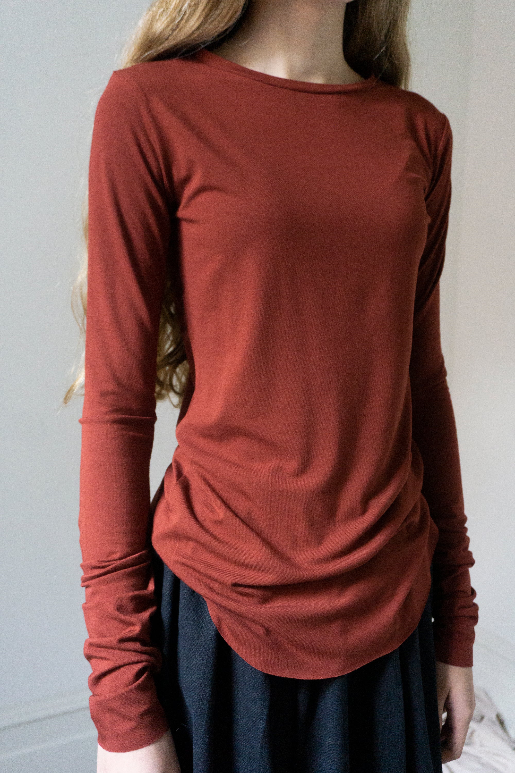 Jersey Long Sleeve Top - Crimson