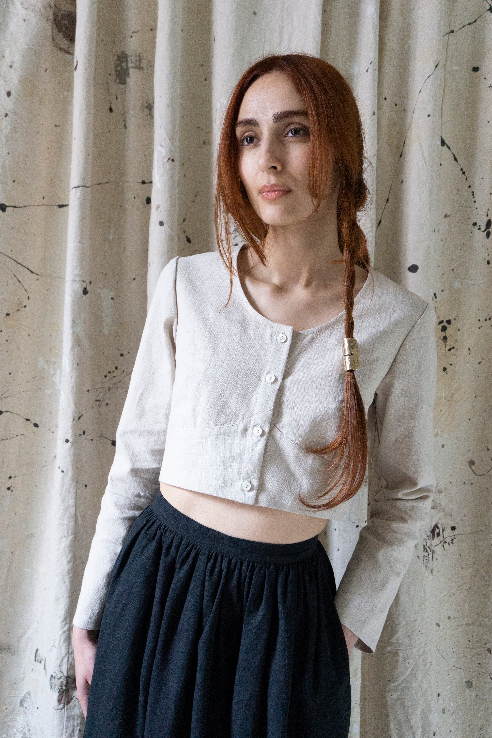 Eloise Linen Top - Chalk