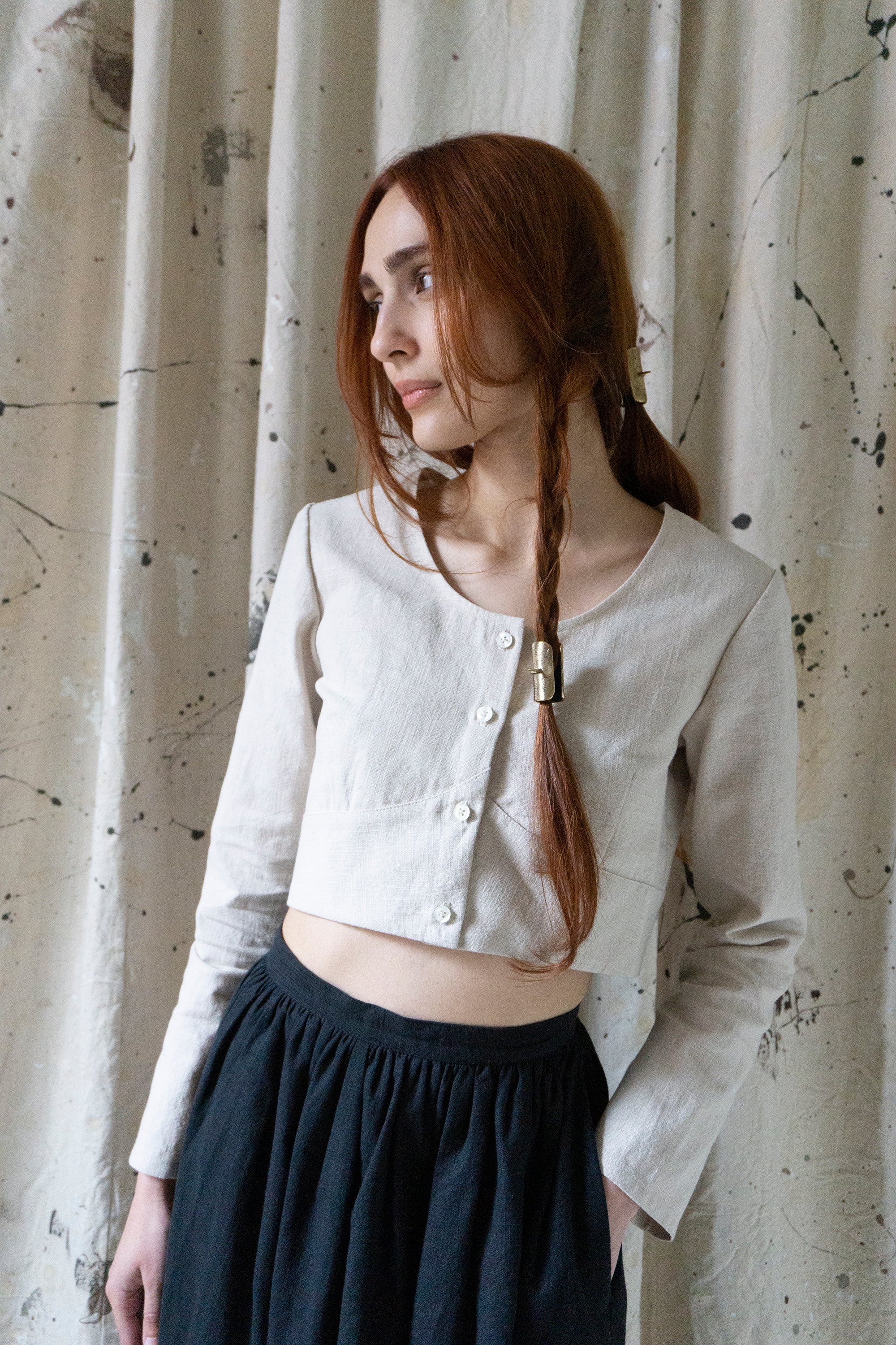 Eloise Linen Top - Chalk