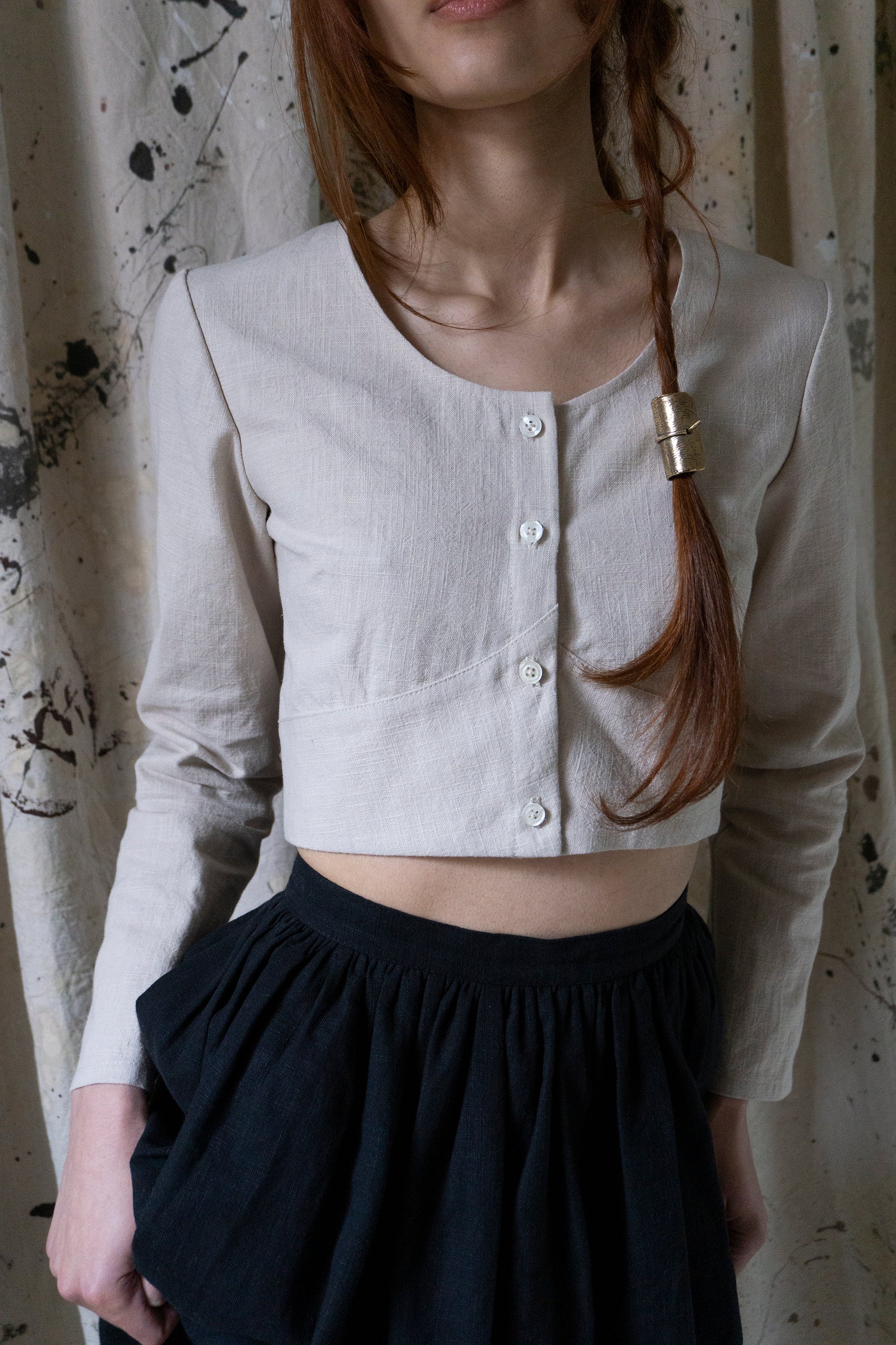 Eloise Linen Top - Chalk