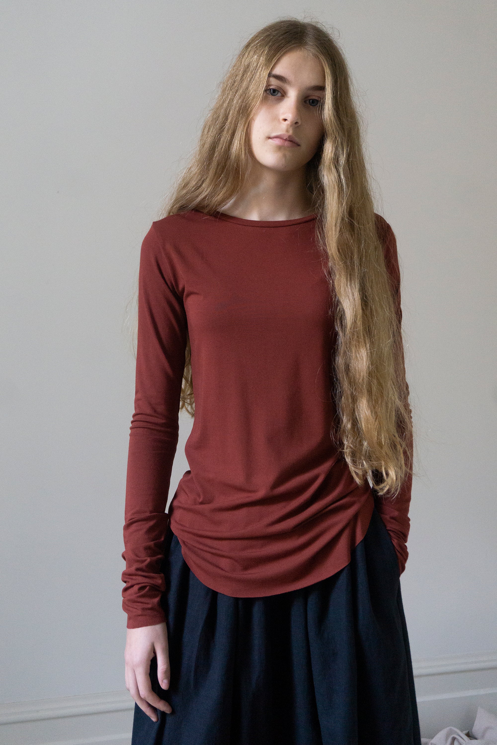 Jersey Long Sleeve Top - Crimson