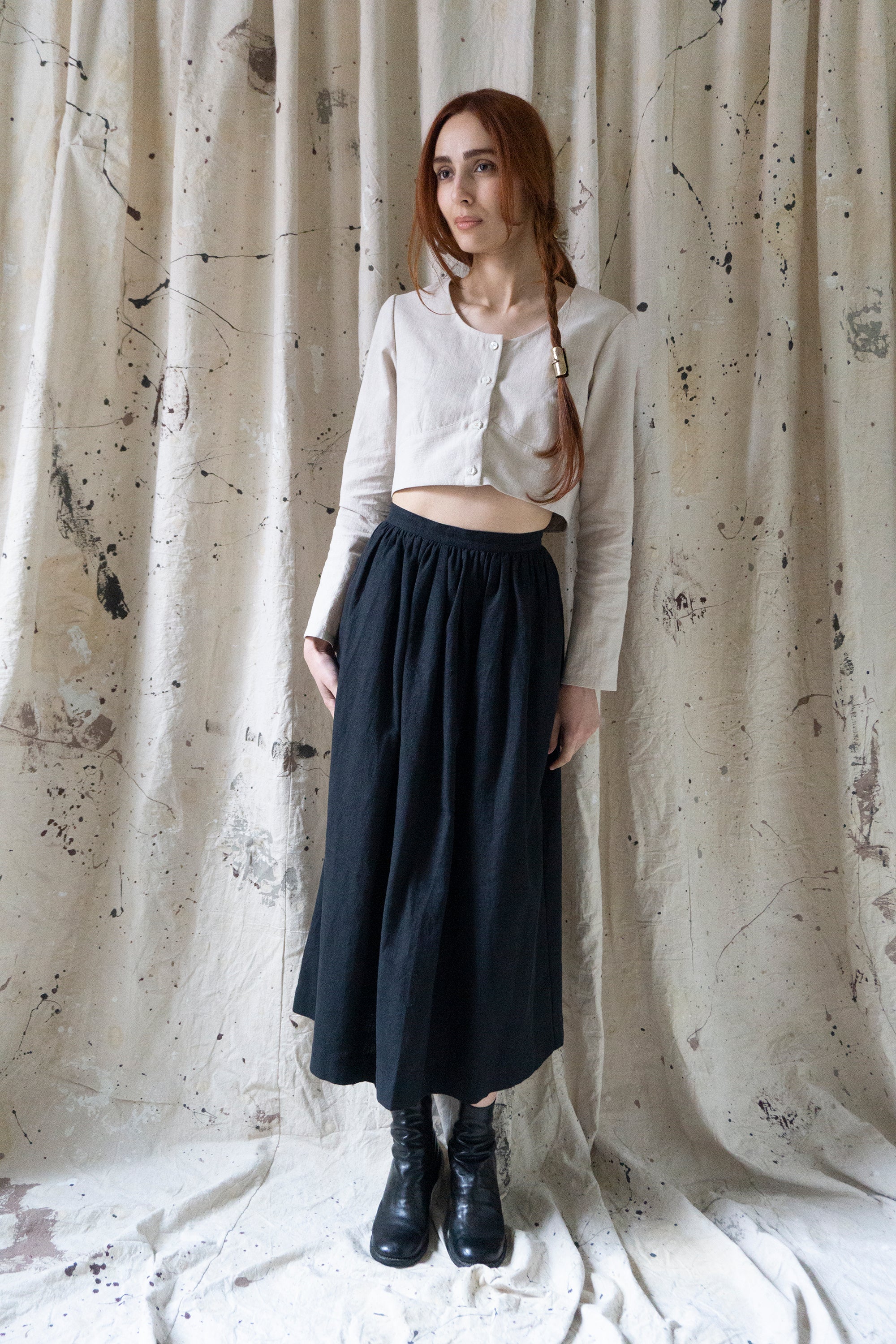 Marla Linen Skirt - Black