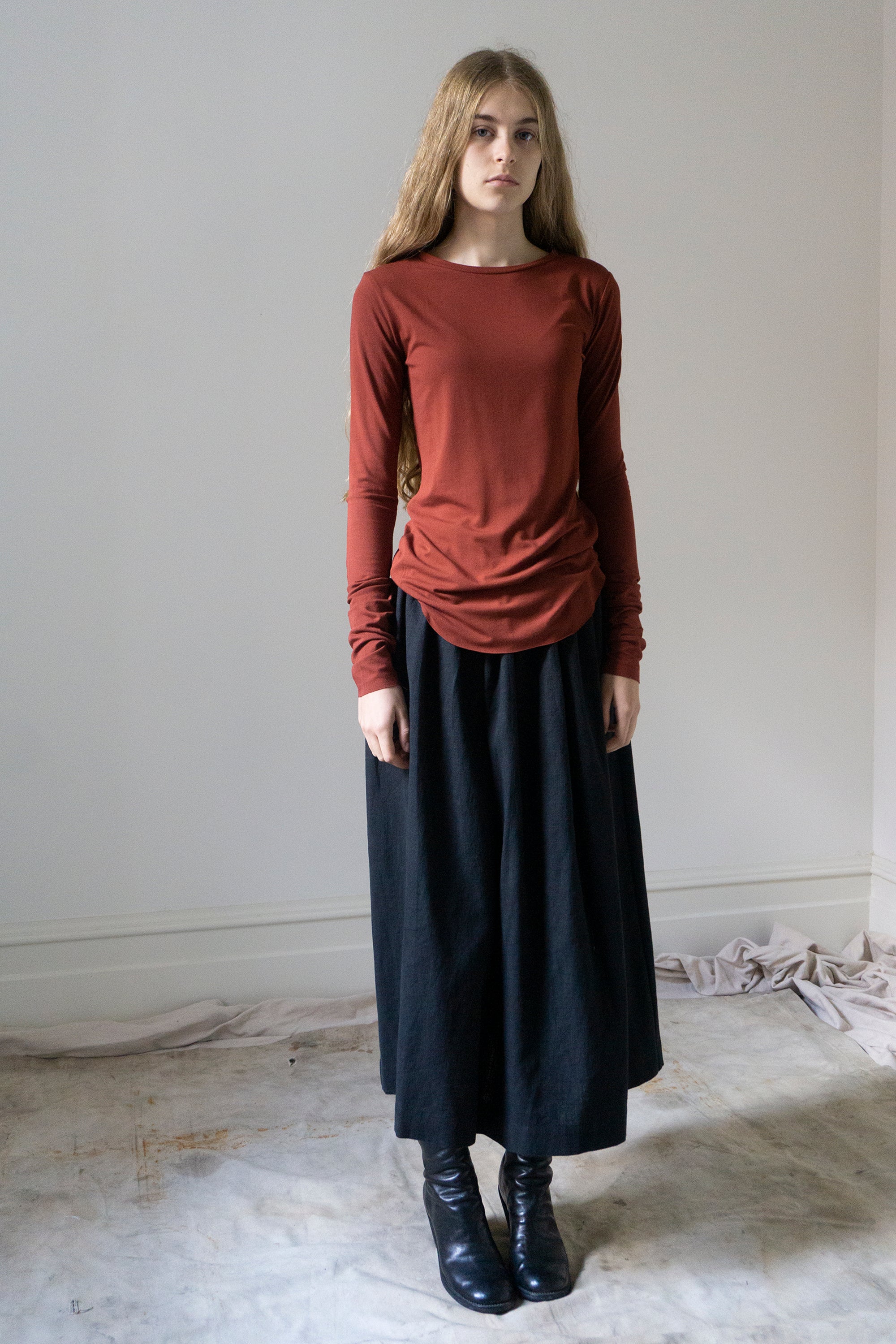 Jersey Long Sleeve Top - Crimson