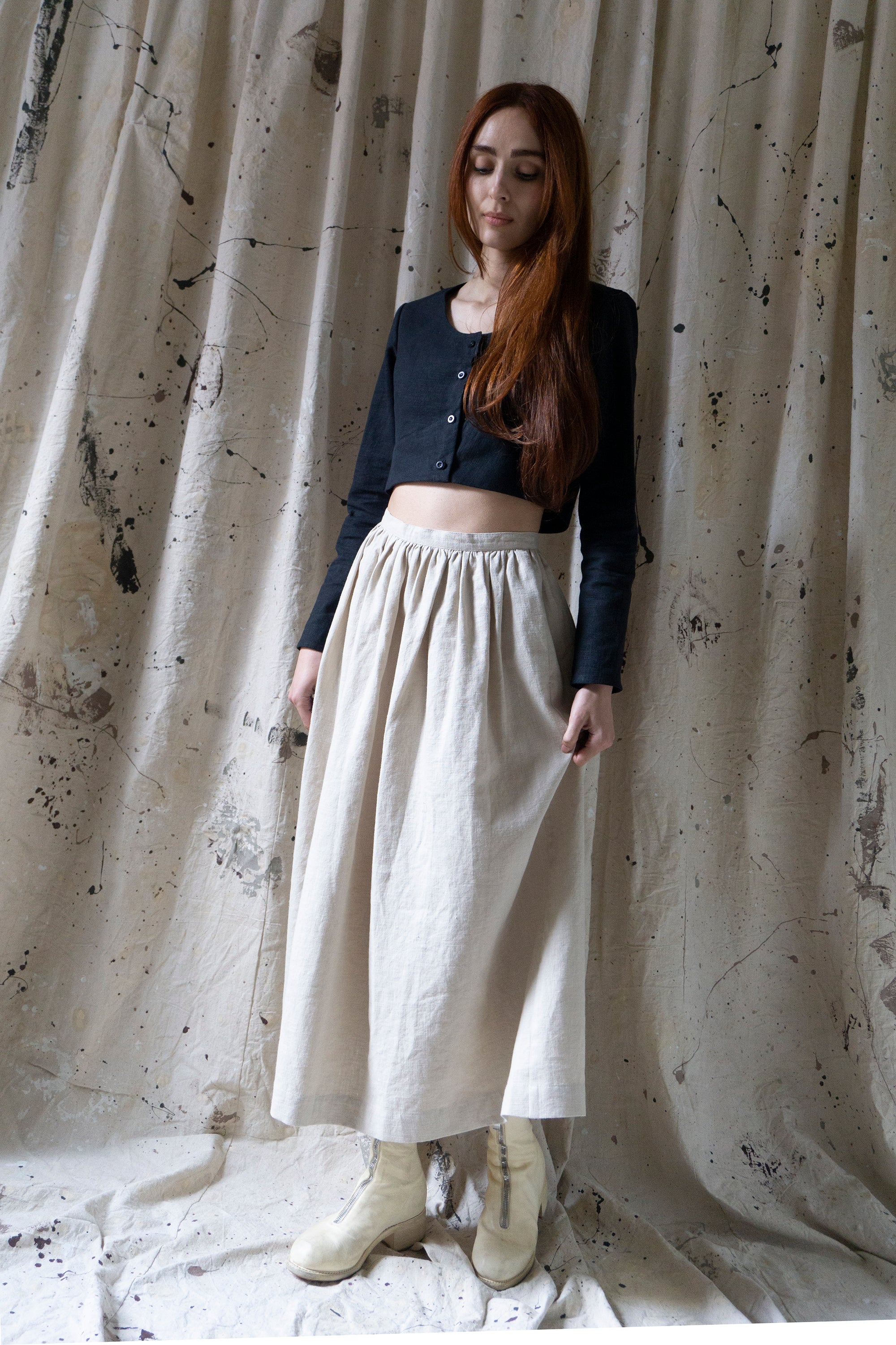 Marla Linen Skirt - Chalk