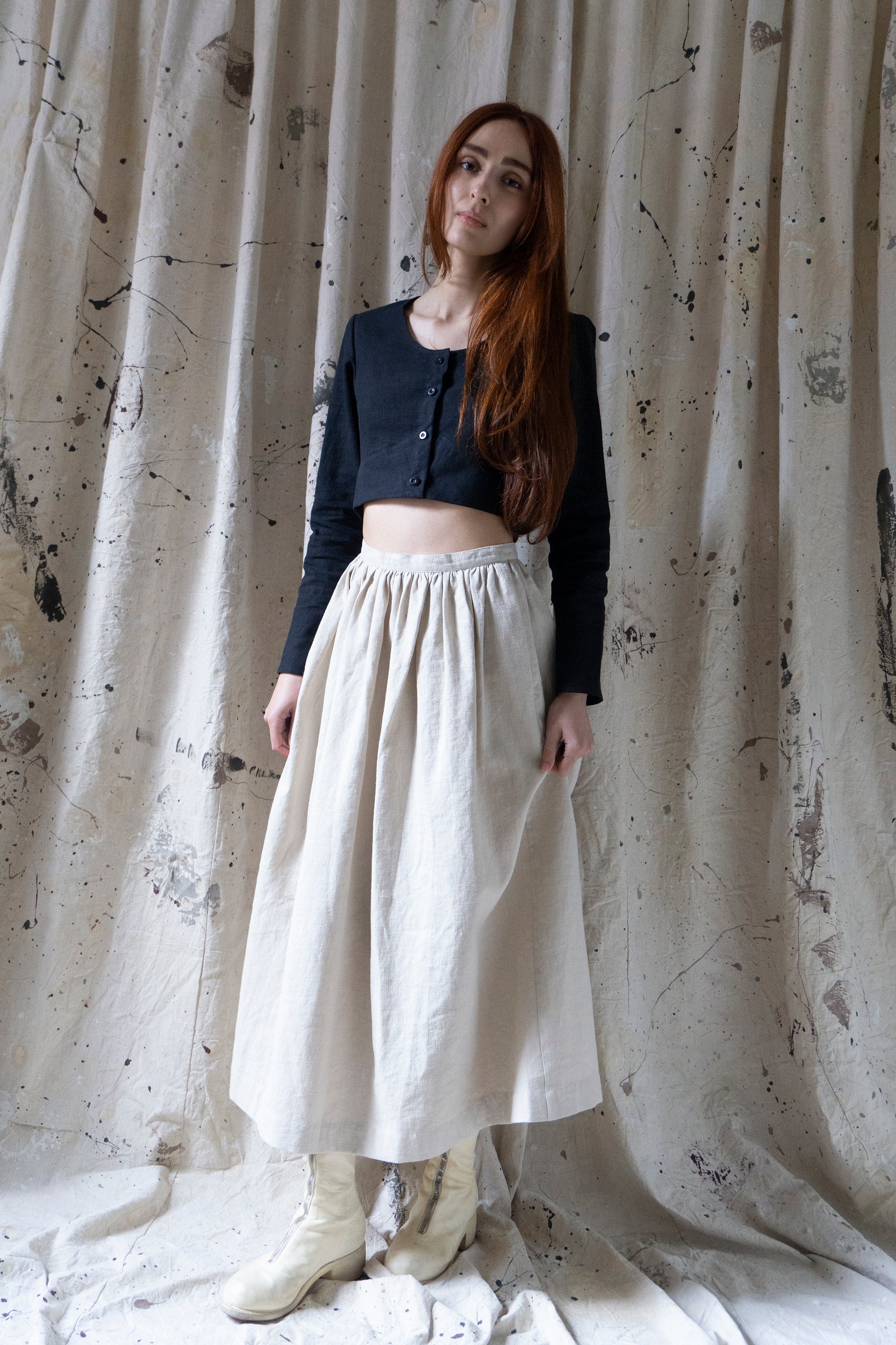 Eloise Linen Top - Black