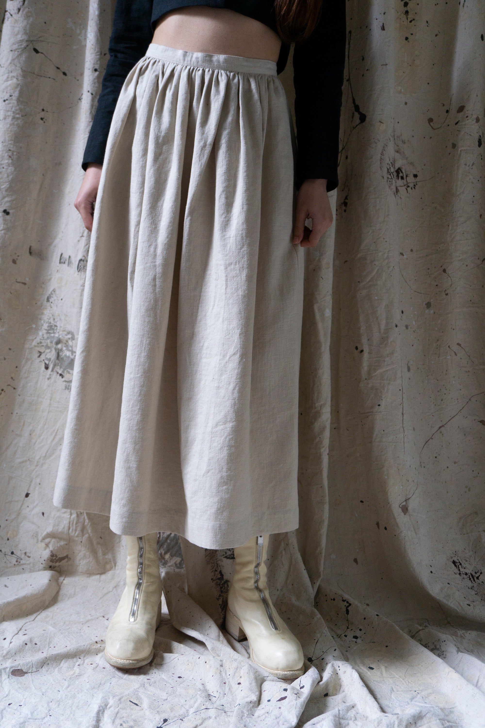 Marla Linen Skirt - Chalk