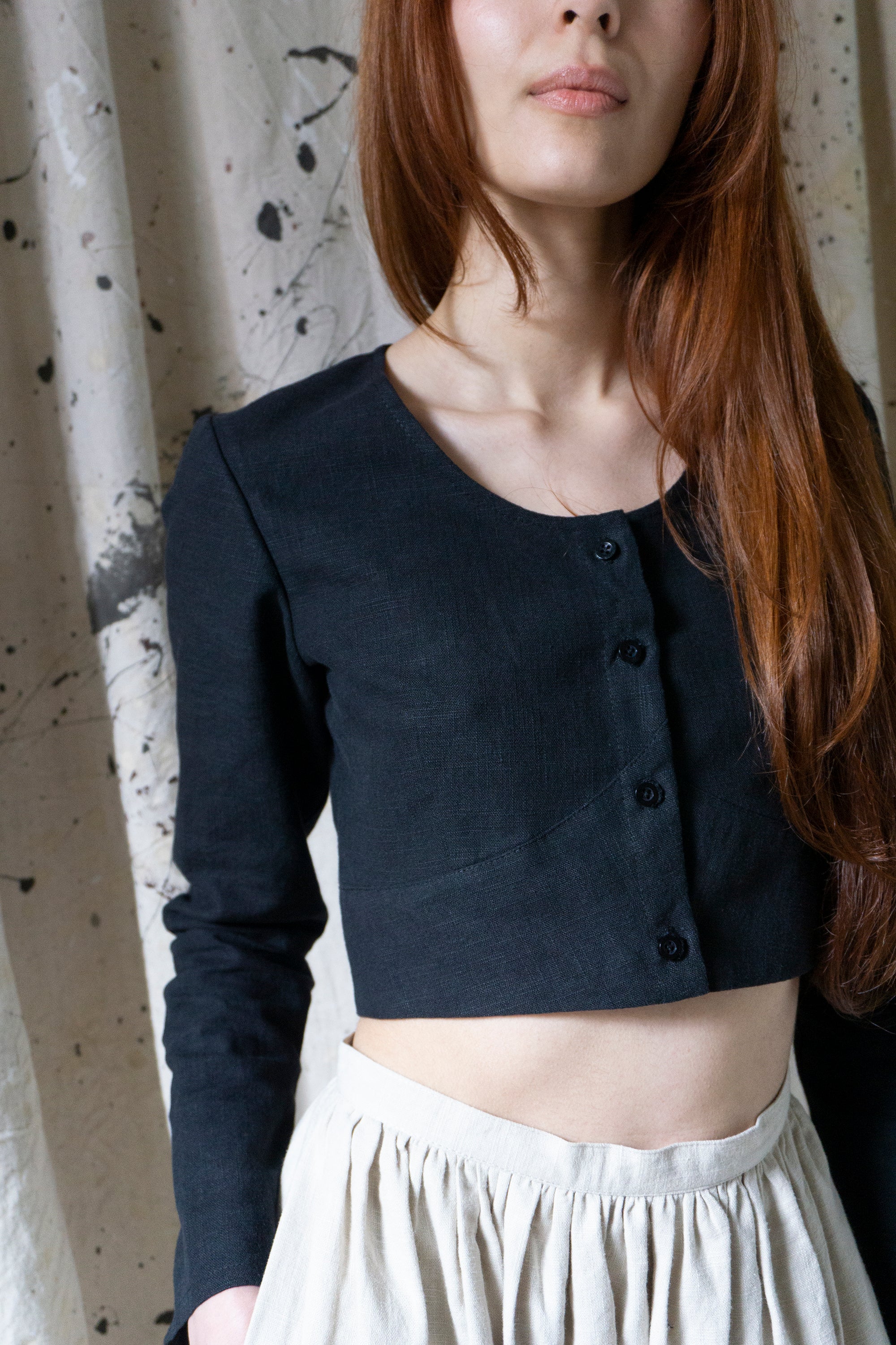 Eloise Linen Top - Black