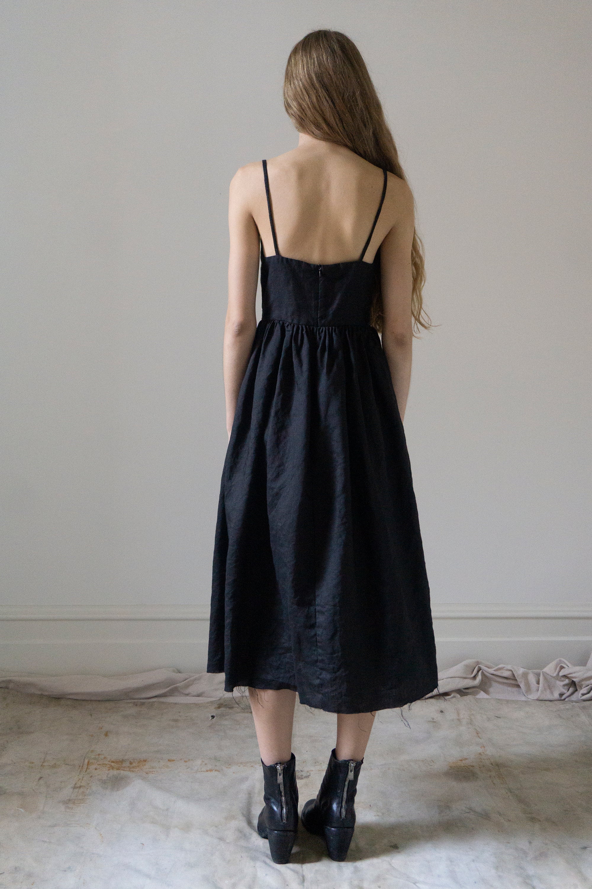 Mathilde Linen Dress - Black