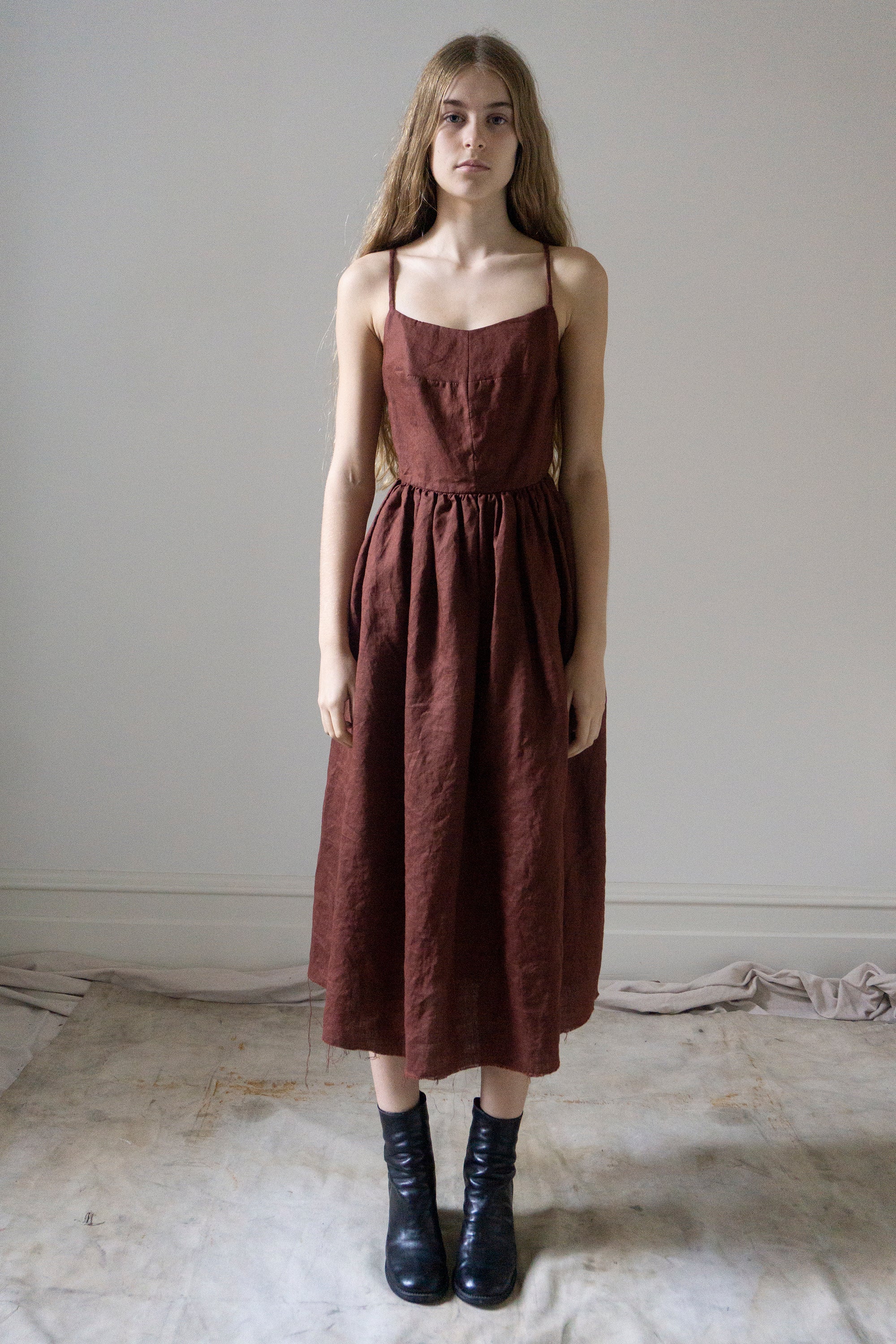 Mathilde Linen Dress - Dark Pomegranate